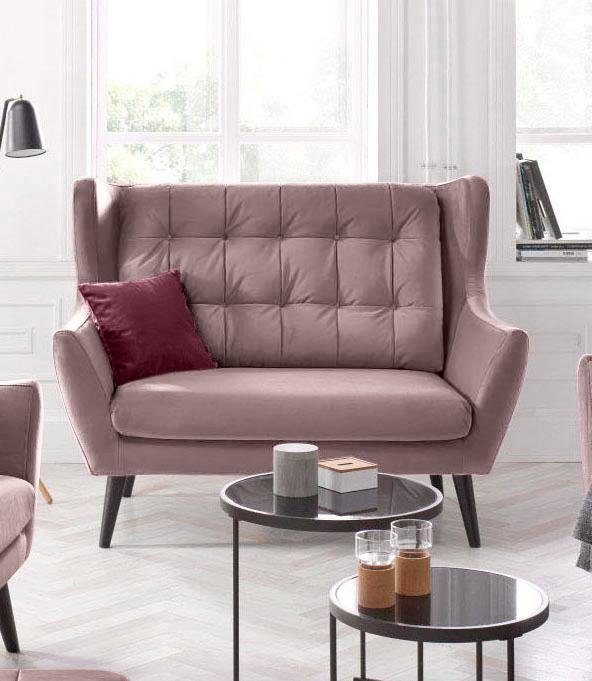 andas 2-zitsbank Hemmink met knoopstiksels roze, 2-zitsbanken