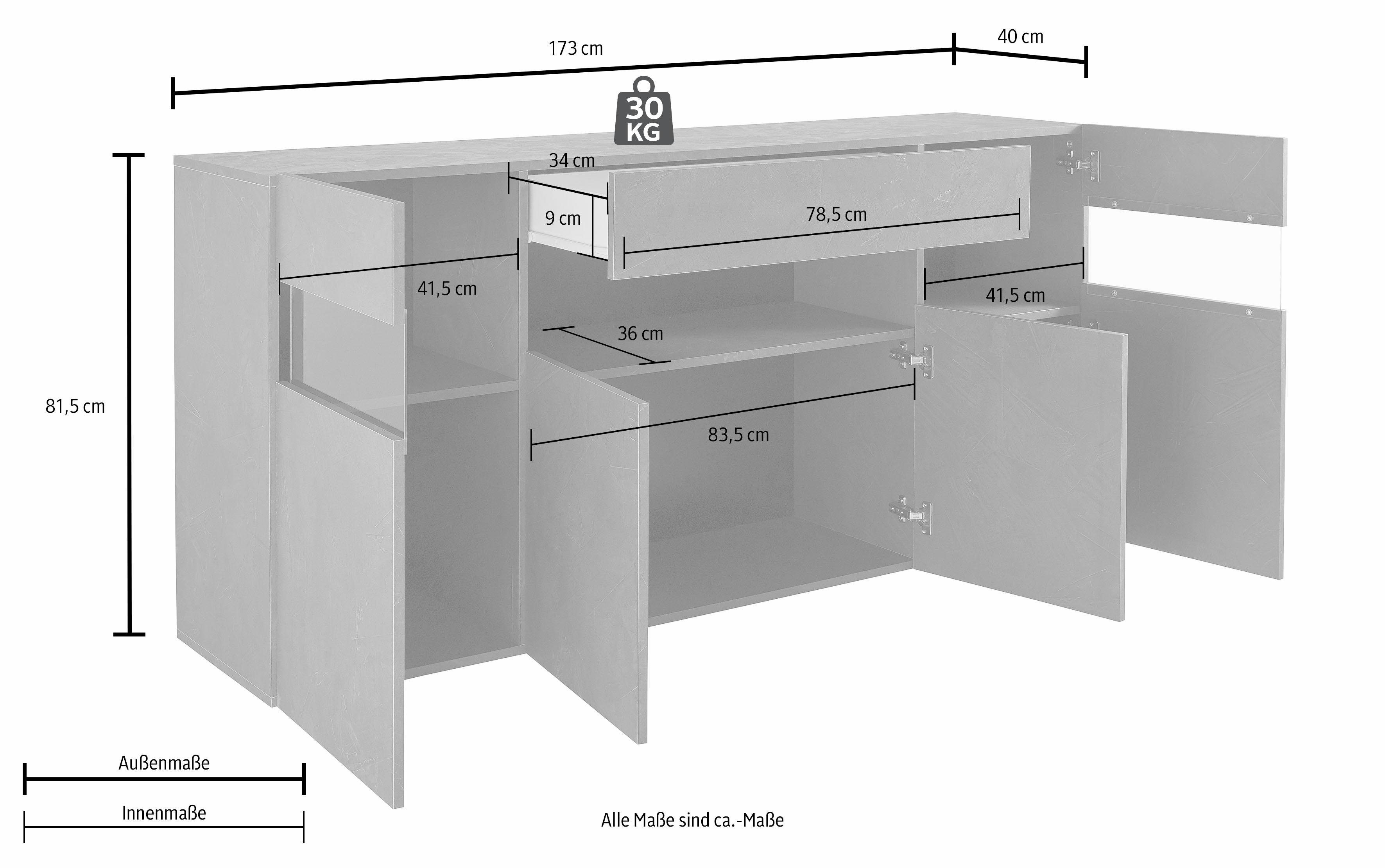 INOSIGN Dressoir Breedte 173 cm, zonder verlichting