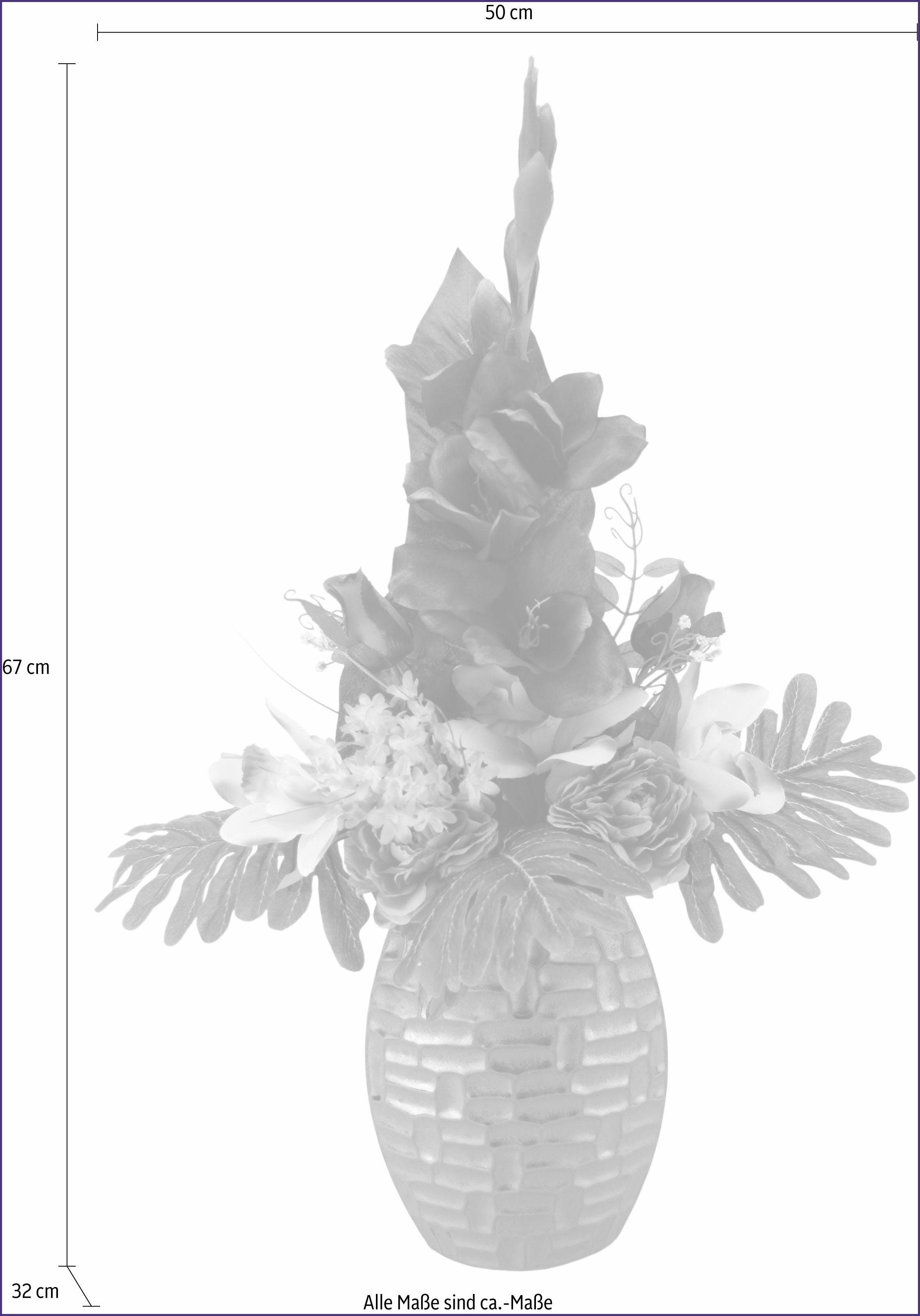 I.GE.A. Kunstplant Arrangement gladiool / rozen in vaas (1 stuk)