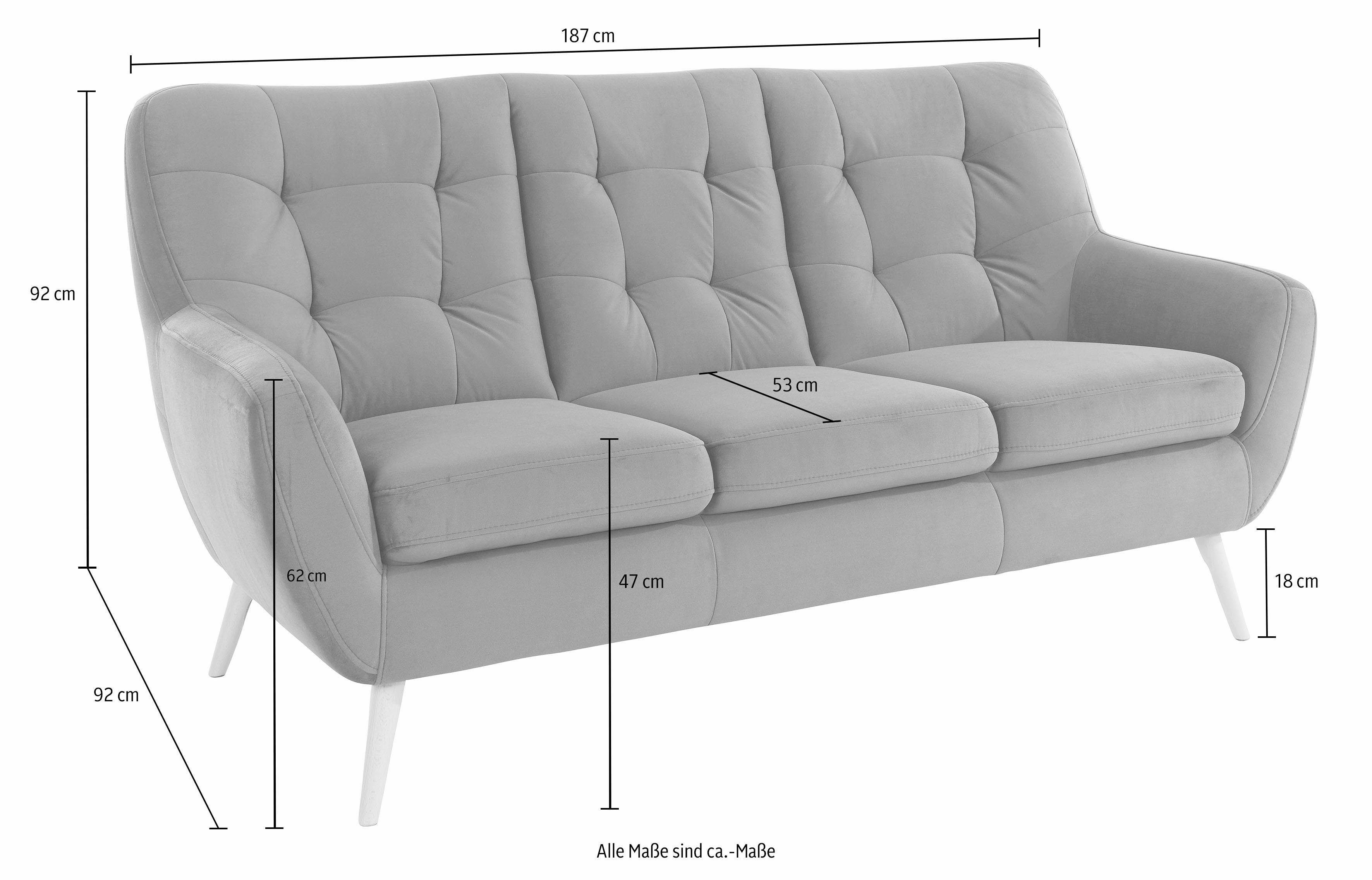exxpo - sofa fashion 3-zitsbank Scandi, comfortabel, verfijnde rugkussens voor meer zitcomfort actuele kleuren in hoogwaardige bekledingskwaliteiten, houten voet