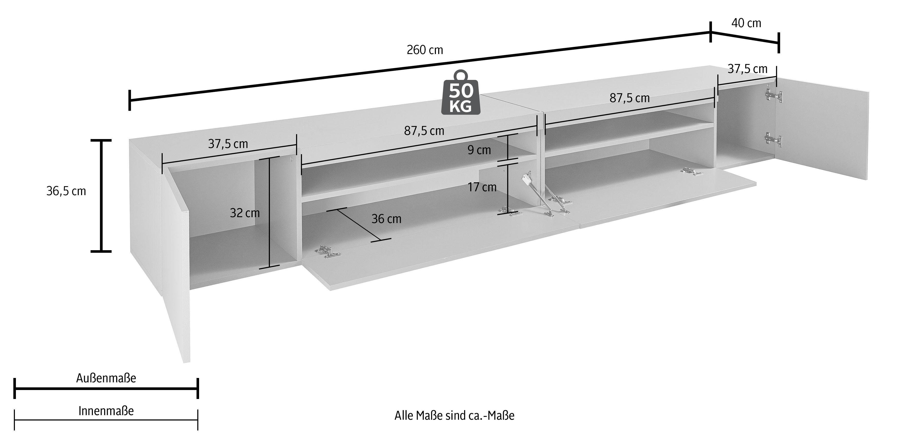 INOSIGN Tv-meubel Breedte 260 cm, zonder verlichting