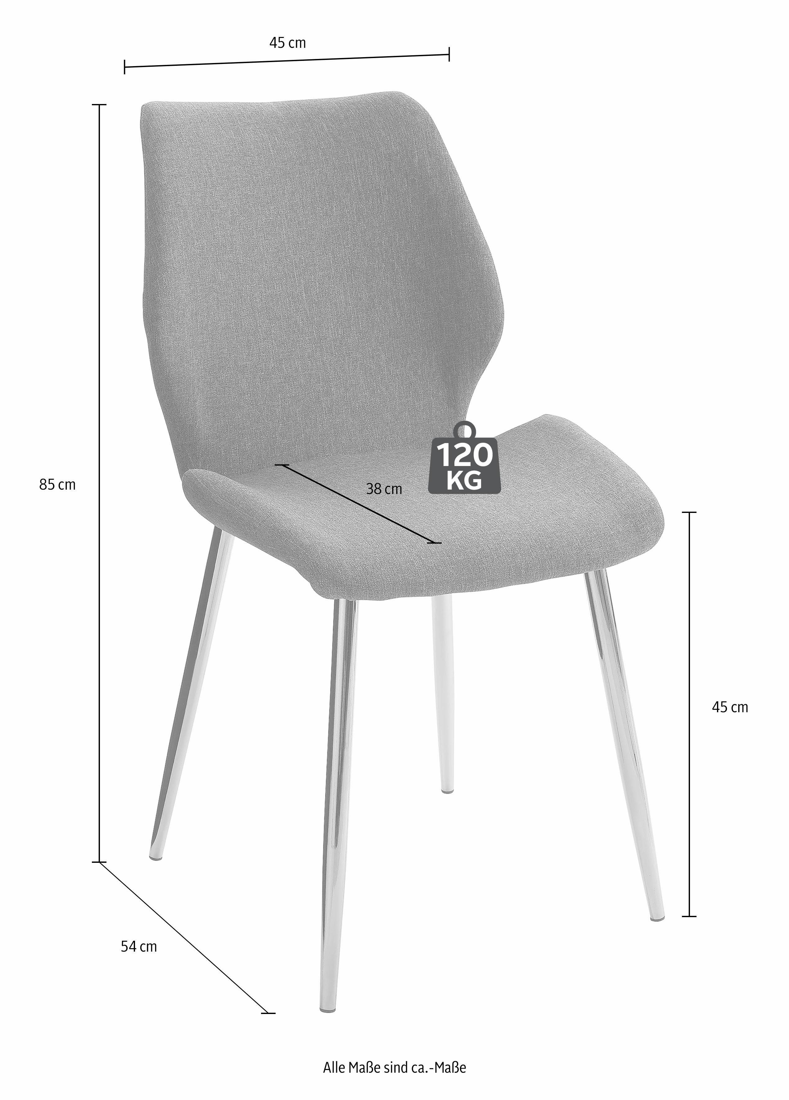 INOSIGN Eetkamerstoel Ayla Bekleding in weefstof, metalen frame koperkleur (set, 2 stuks)
