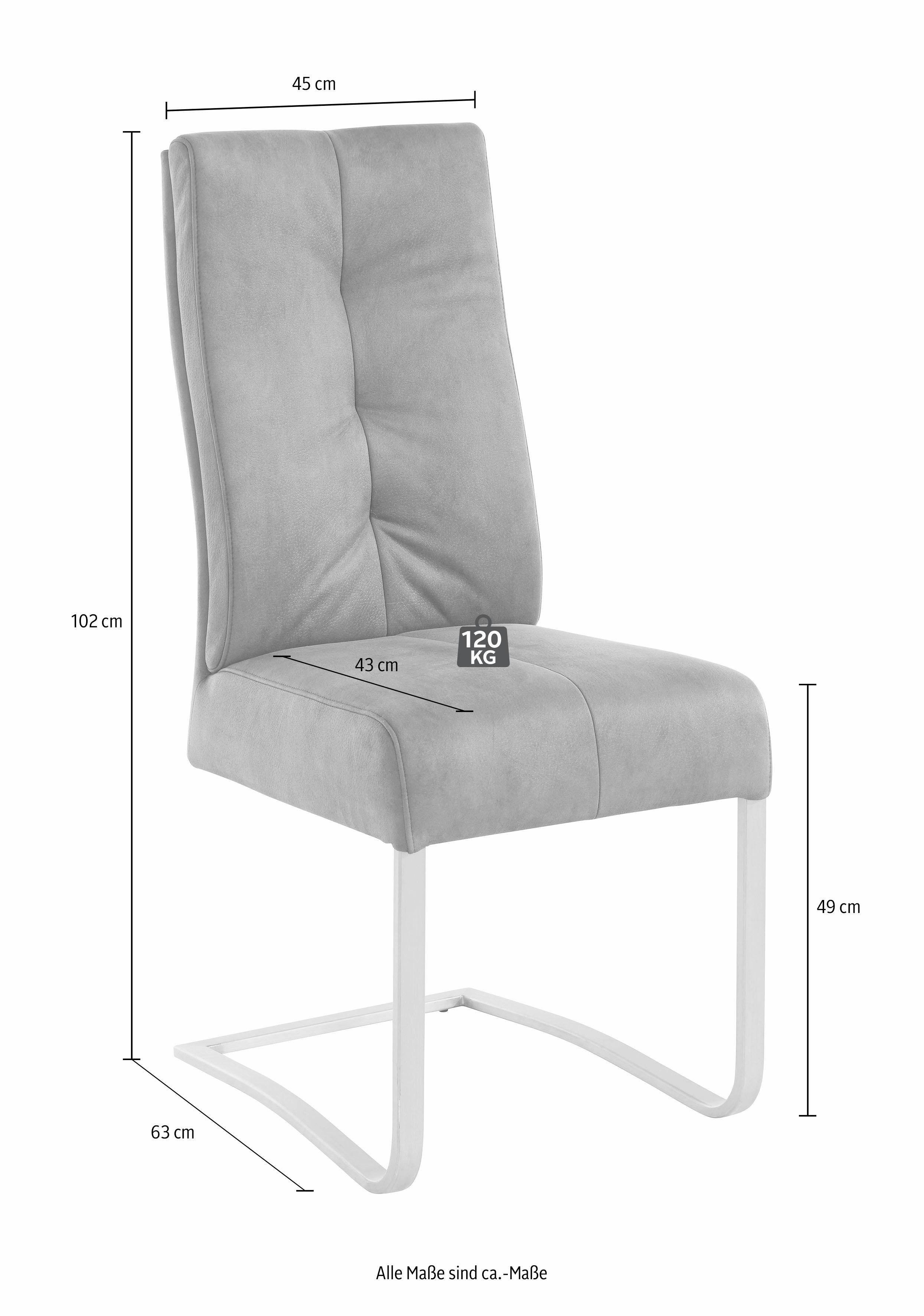MCA furniture Eetkamerstoel Salva sledestoel 1 met pocketvering, belastbaar tot max. 120 kg (2 stuks)