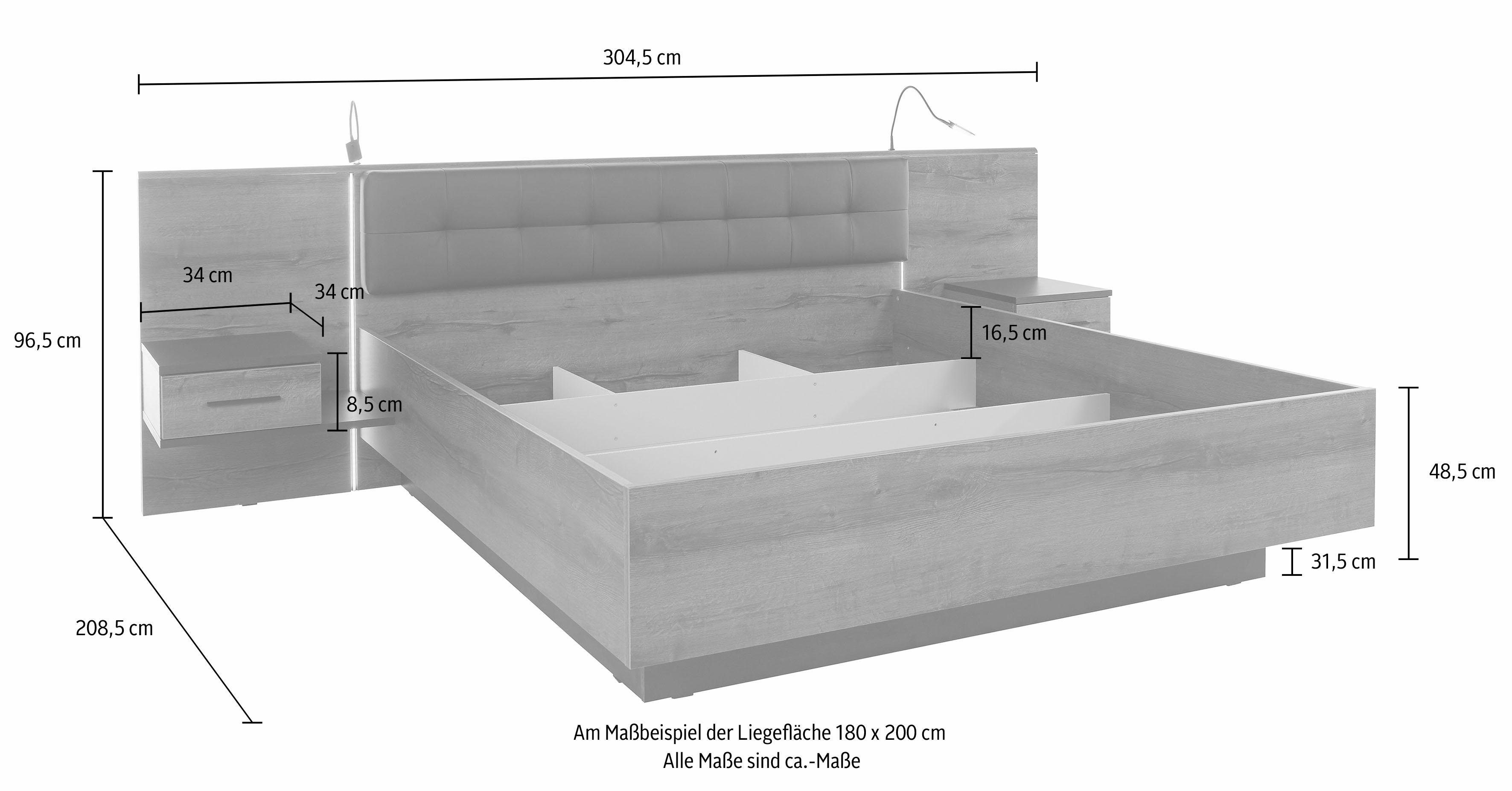 FORTE Ledikant Bellevue inclusief lichtstrook in het hoofdbord