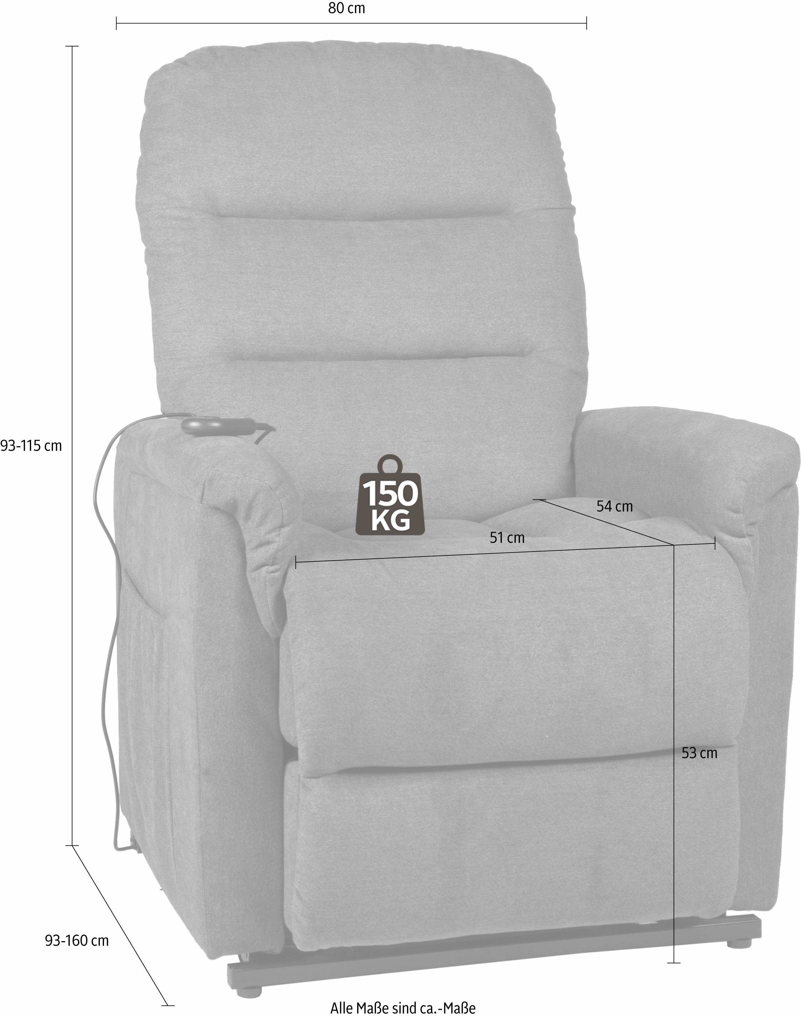 Duo Collection Relaxfauteuil Whitehorse XXL tot 150 kg draagvermogen, met elektrische opstahulp