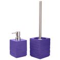 sanilo set badkameraccessoires calero purple bestaand uit zeepdispenser en toiletborstel, geribbeld (combi-set, 2-delig) paars