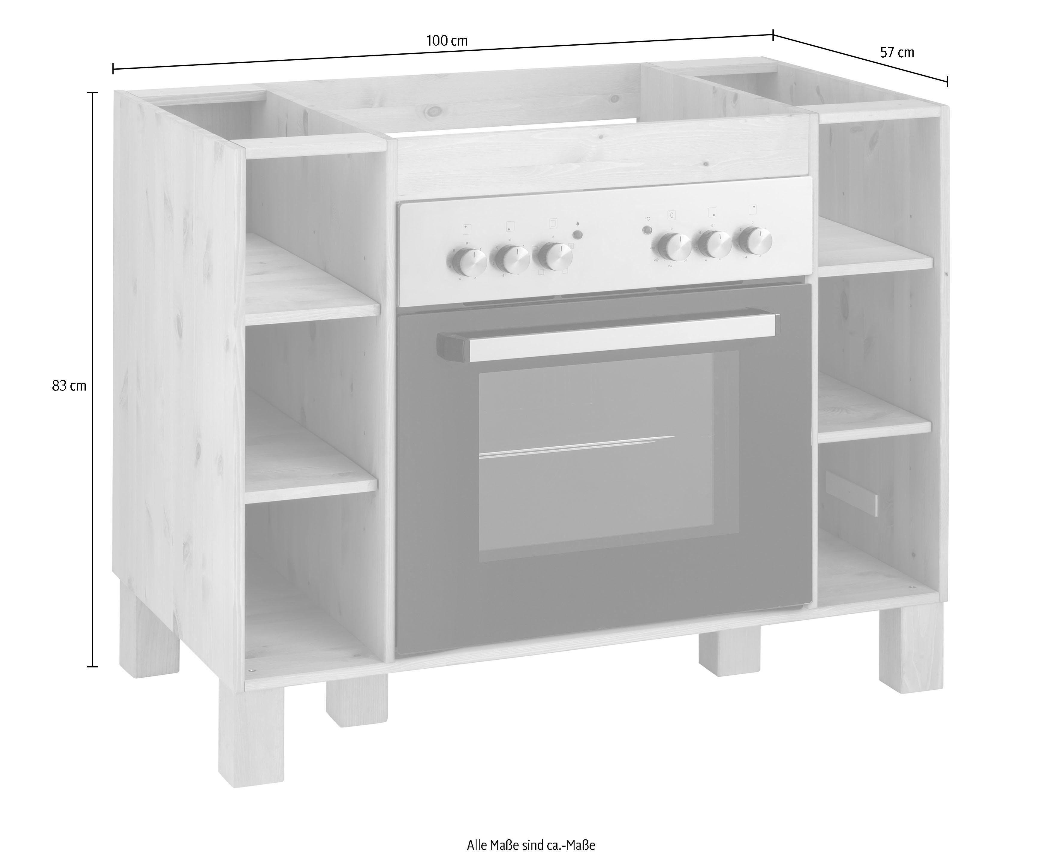 Home affaire Ombouwkast voor oven Oslo 100 cm breed, van massief grenen, zonder werkblad, met 6 vakken