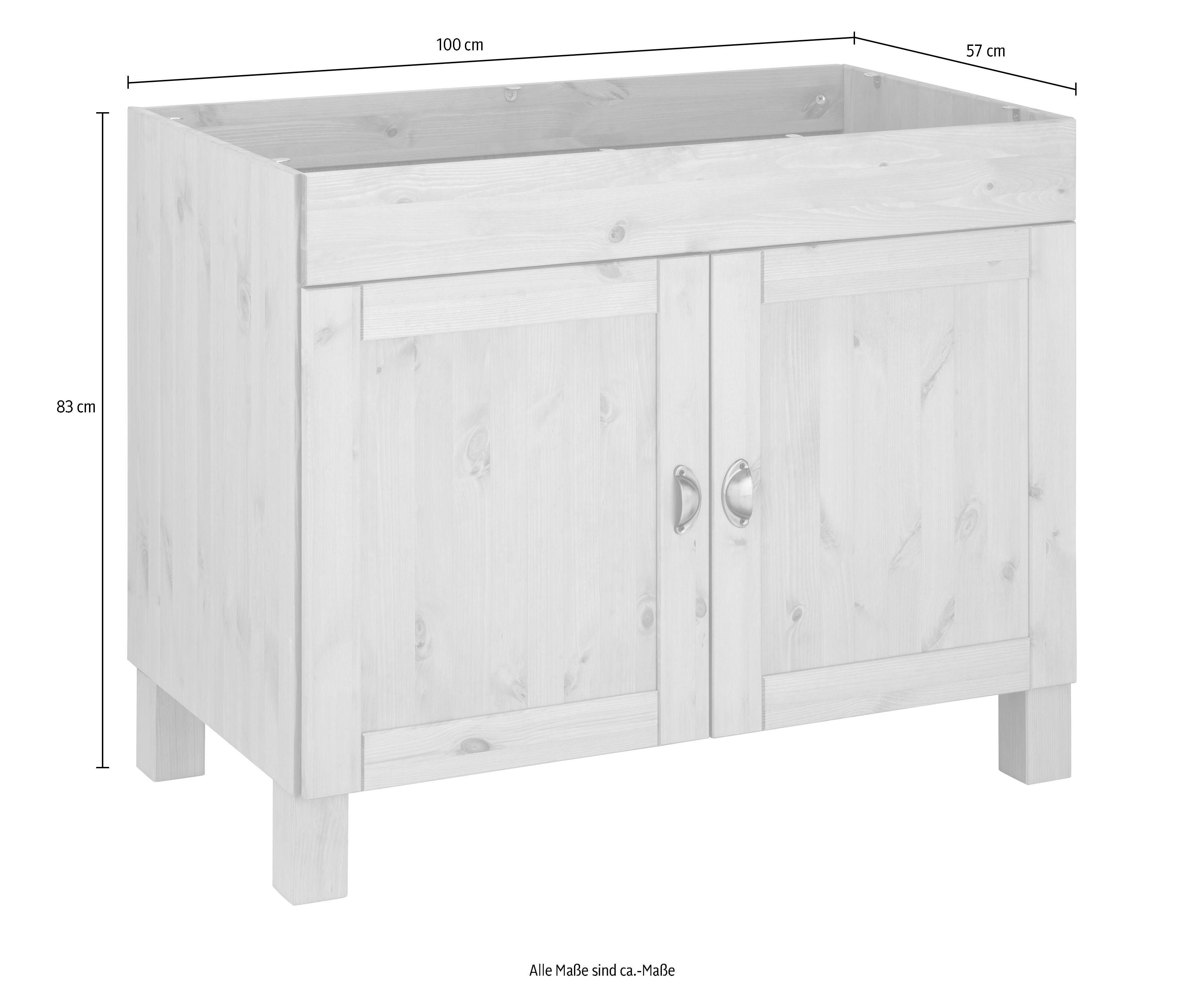 Home affaire Gootsteenkast Oslo 100 cm breed, inclusief inbouwspoelbak van edelstaal, van grenen