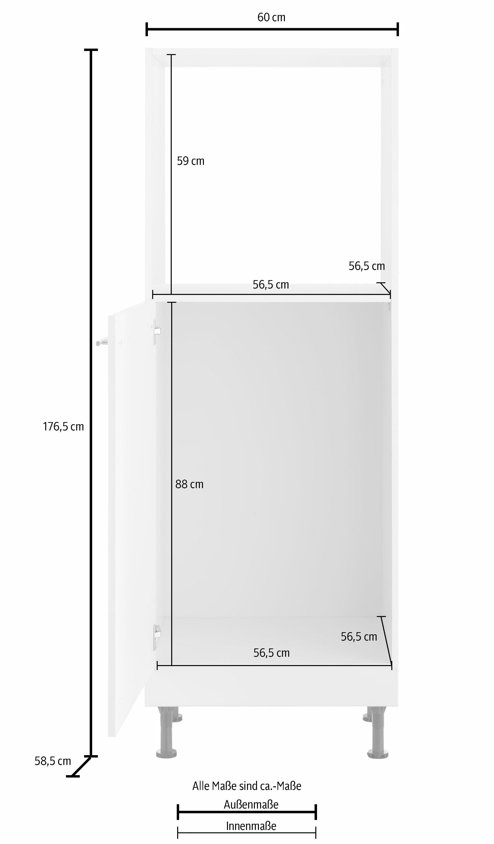 OPTIFIT Ovenombouwkast Bern 60 cm breed, 176 cm hoog, in hoogte verstelbare stelpootjes, met metalen greep