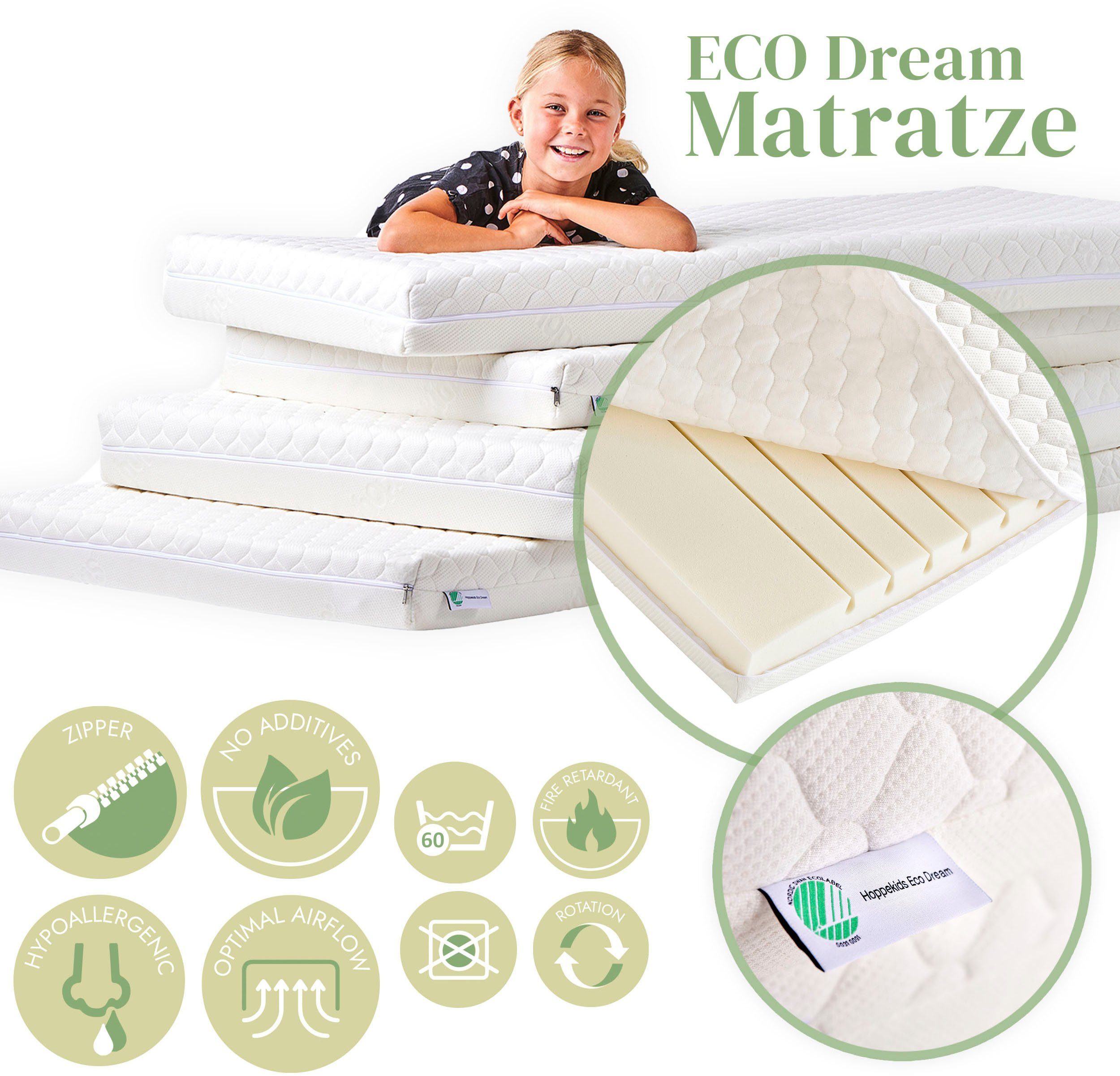 Hoppekids Stapelbed Eco comfort kinderbed 90x200 of 70x160 van massief hout in 4 kleuren