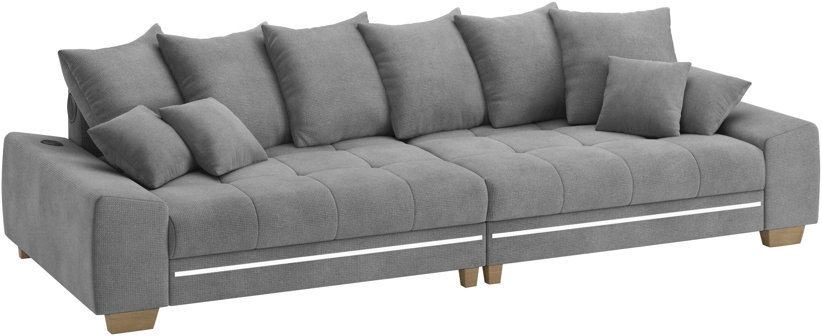 Mr. Couch Megabank Nikita II RGB-LED, Bluetooth-geluidssysteem, optioneel met koudschuim grijs, xxl banken