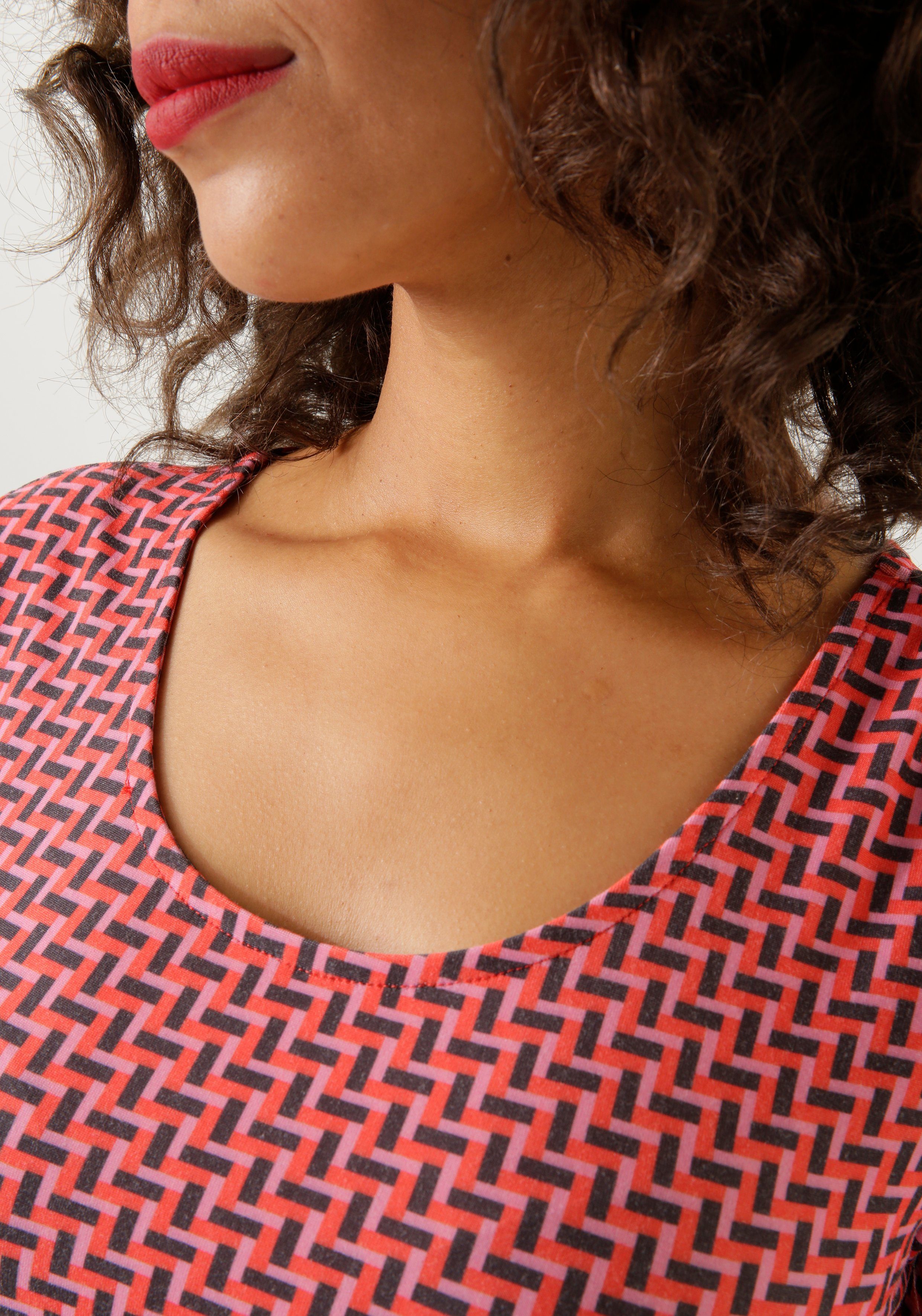 Aniston CASUAL Jerseyjurk met trendy kleurige grafische print nieuwe collectie