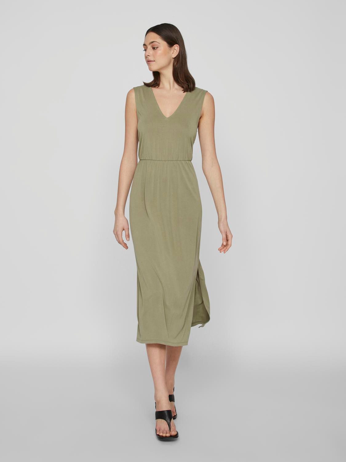 Vila Maxi-jurk VIMODALA V-NECK S/L MIDI DRESS - NOOS