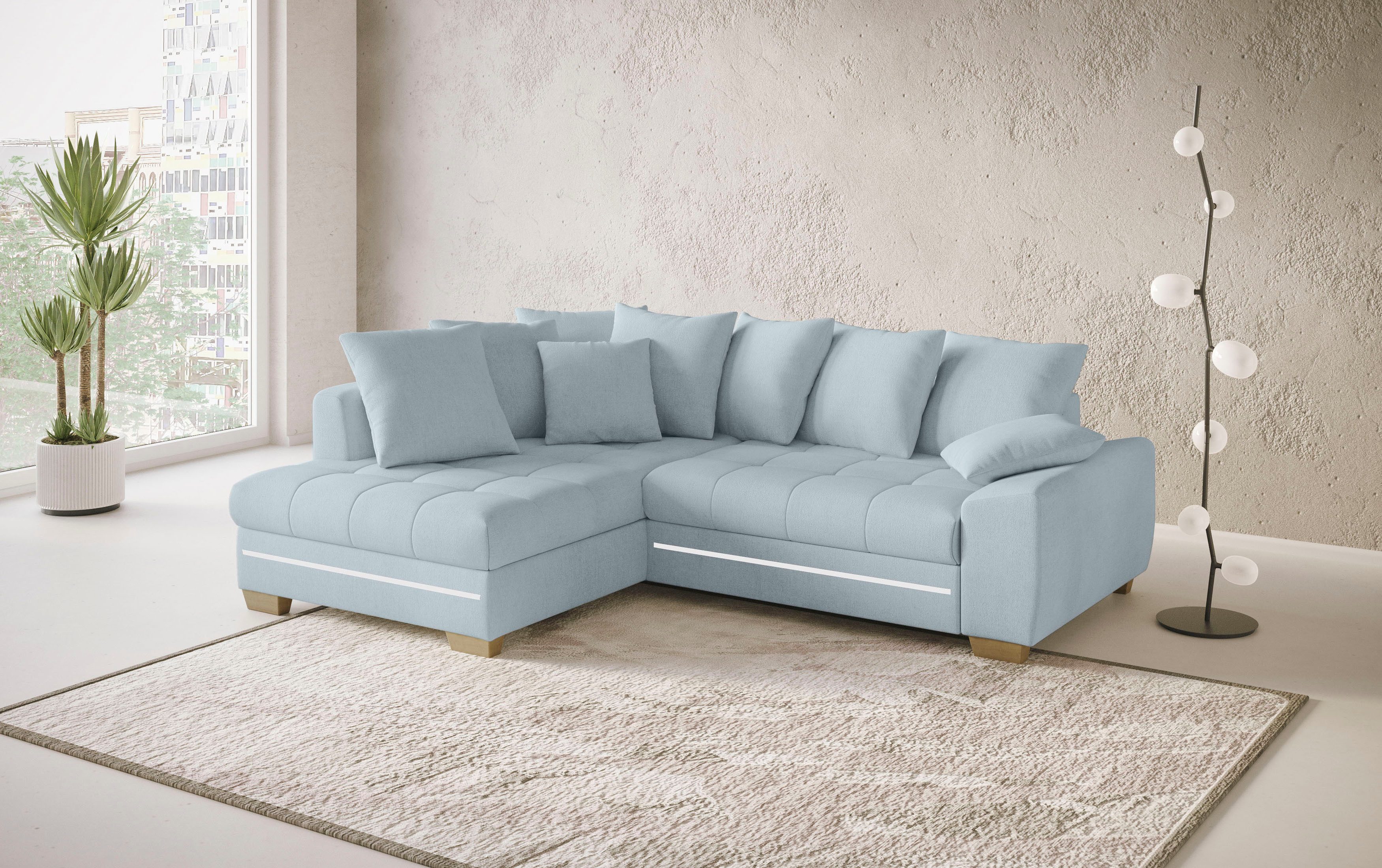 Mr. Couch Hoekbank Nikita II, L-vorm met rgb-led verlichting, optioneel met bed, bedlade, koudschuim