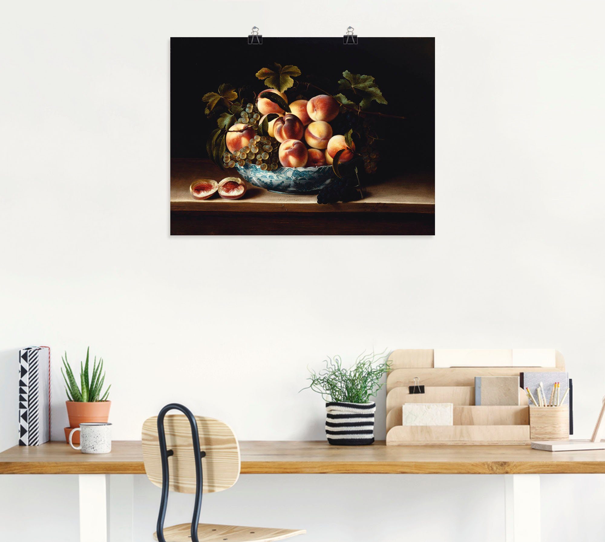 Artland Artprint Perziken en wijndruiven als artprint op linnen, muursticker of poster in verschillende maten