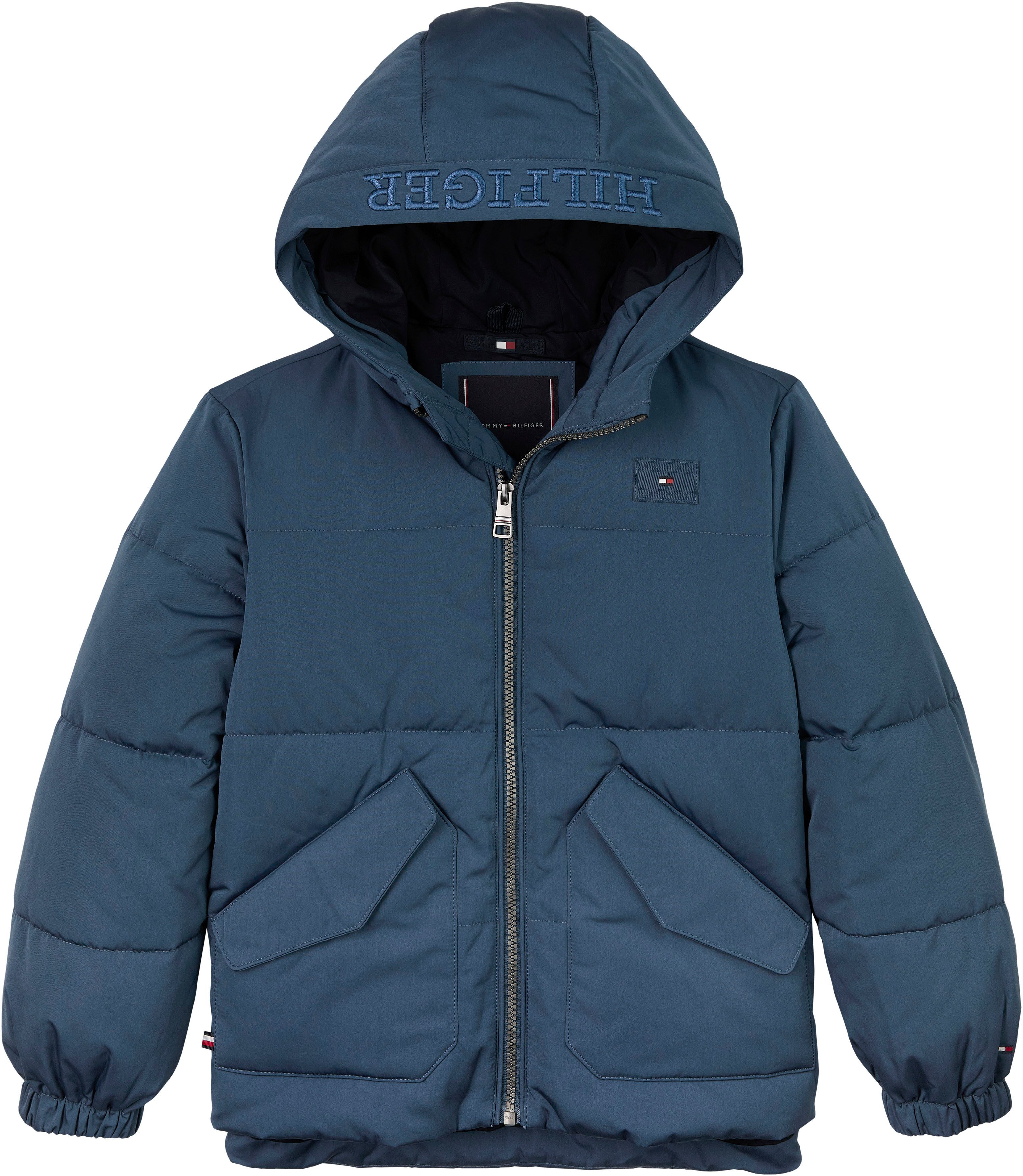 Tommy Hilfiger Gewatteerde jas MONOTYPE PADDED PUFFER JACKET Baby tot 2 jaar met capuchon elastiek aan de mouw