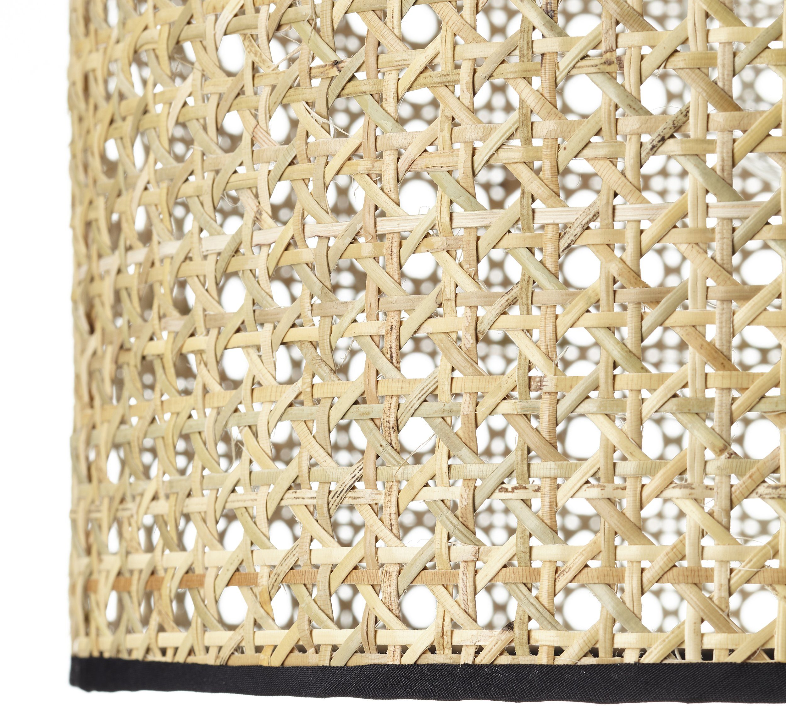 Brilliant Leuchten Hanglamp WILEY 174 cm hoogte, ø 30 cm, e27, in te korten, rotan/metaal, hout licht/zwart (1 stuk)