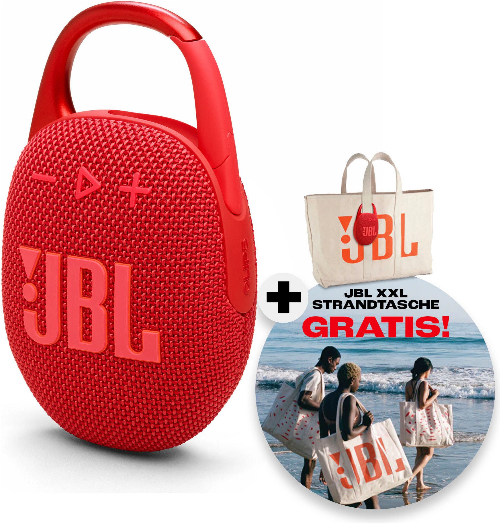 JBL Portable luidspreker Clip 5 (+ Gratis dazu: XXL-Strandtasche)