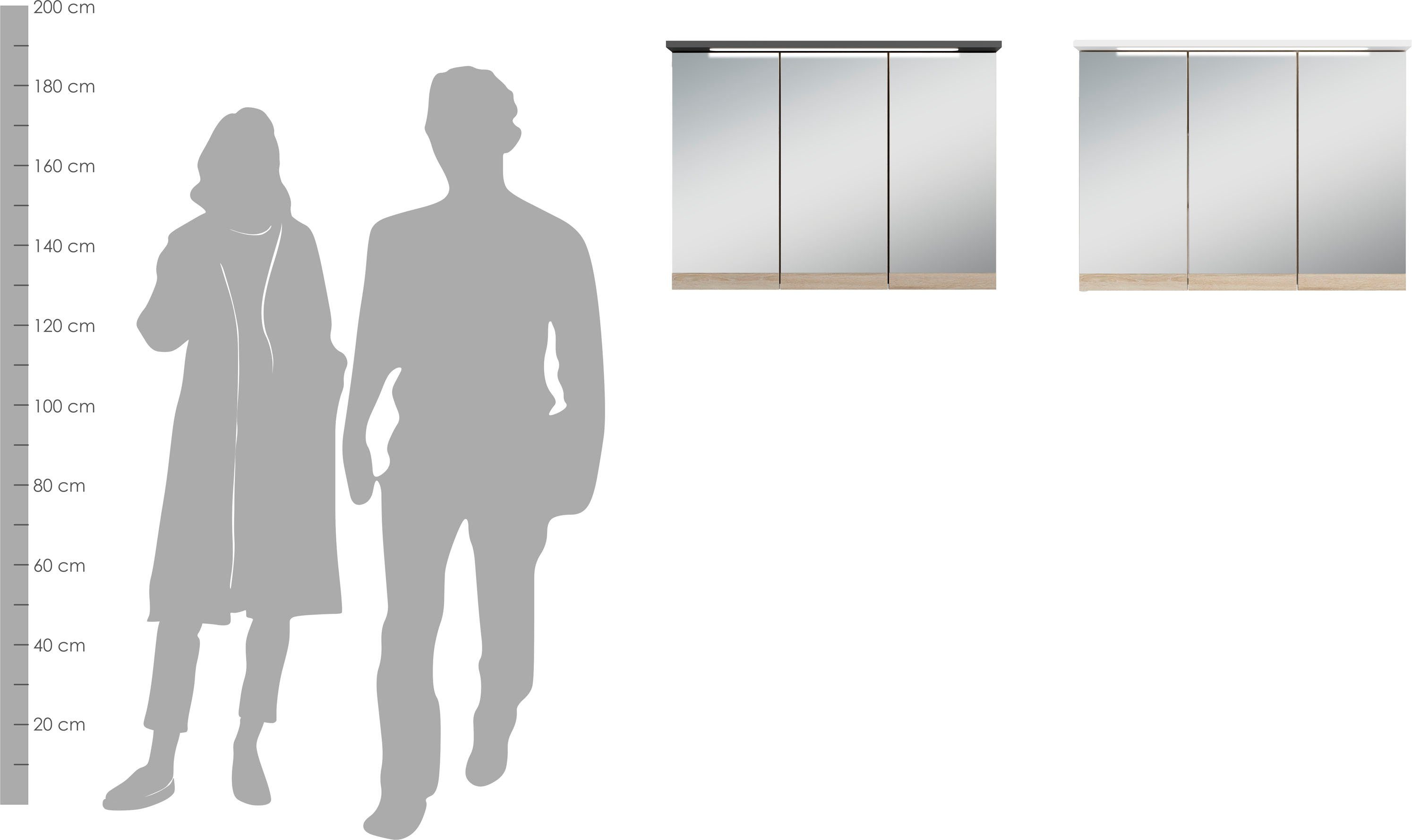 byLIVING Spiegelkast Marino Breedte 80 cm, met soft-closefunctie deuren, inclusief ledverlichting