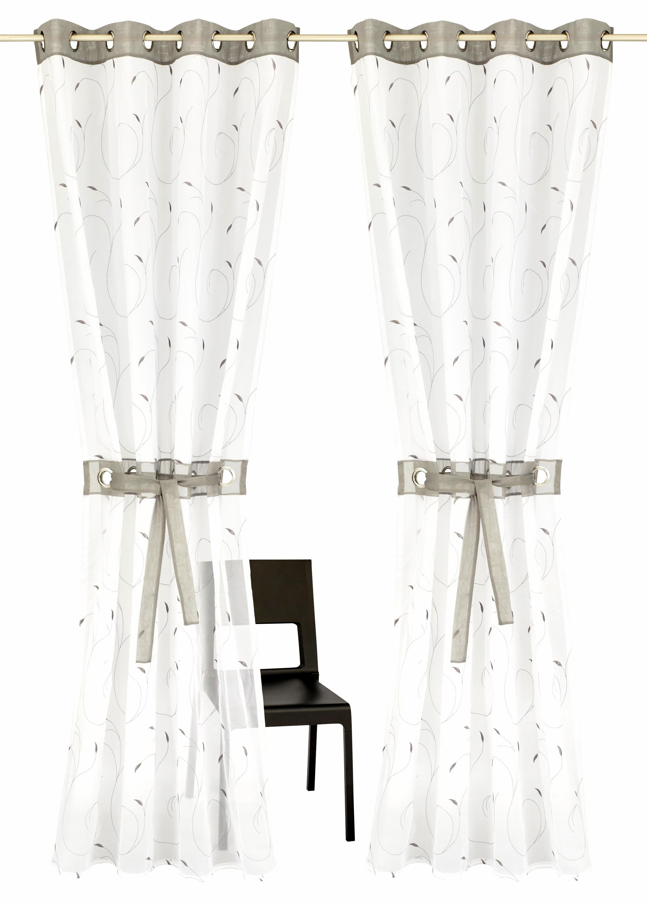 Home affaire Gordijn Jaca transparant, set van 2, geborduurd, voile, incl. embrasse (2 stuks)