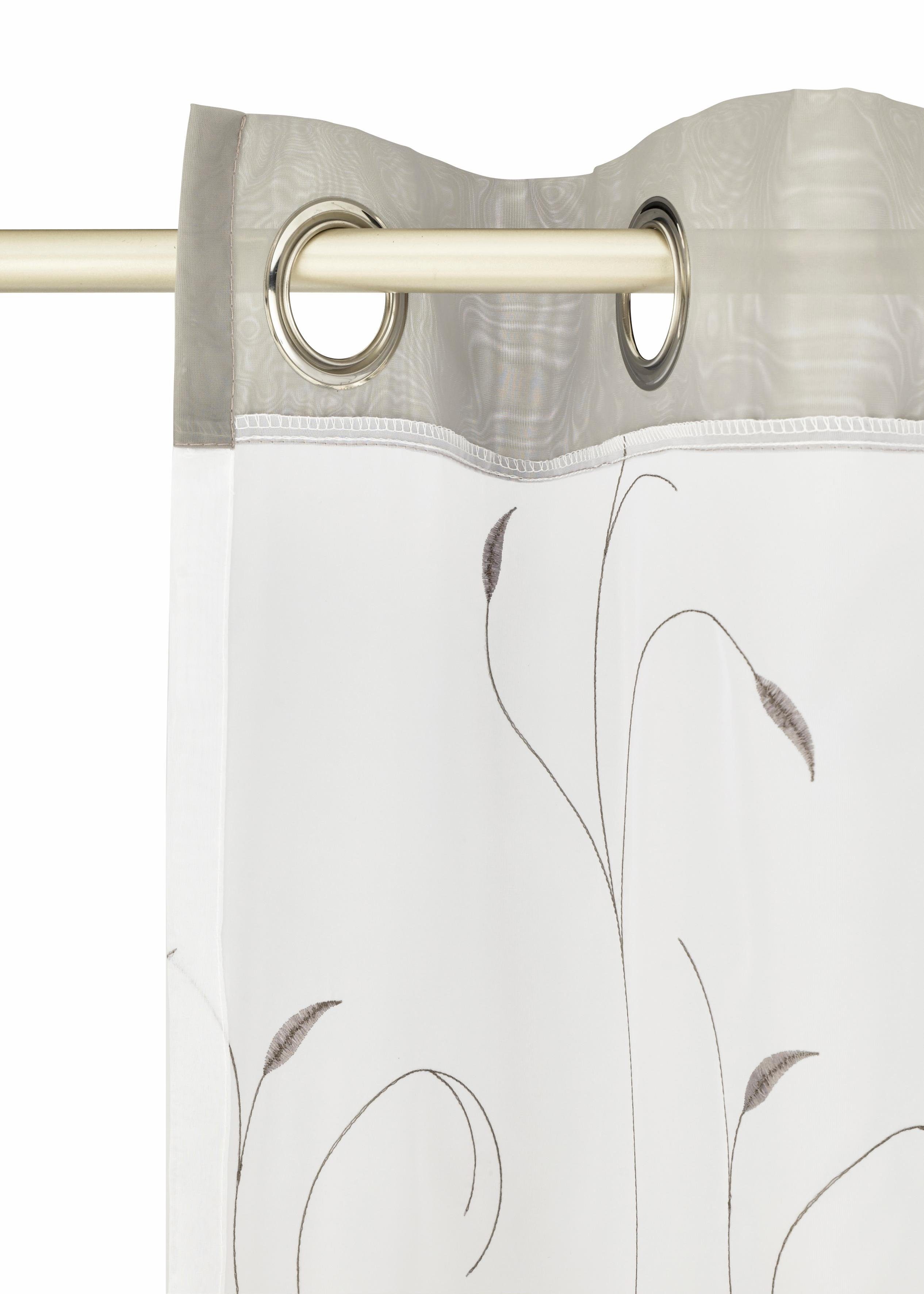 Home affaire Gordijn Jaca transparant, set van 2, geborduurd, voile, incl. embrasse (2 stuks)
