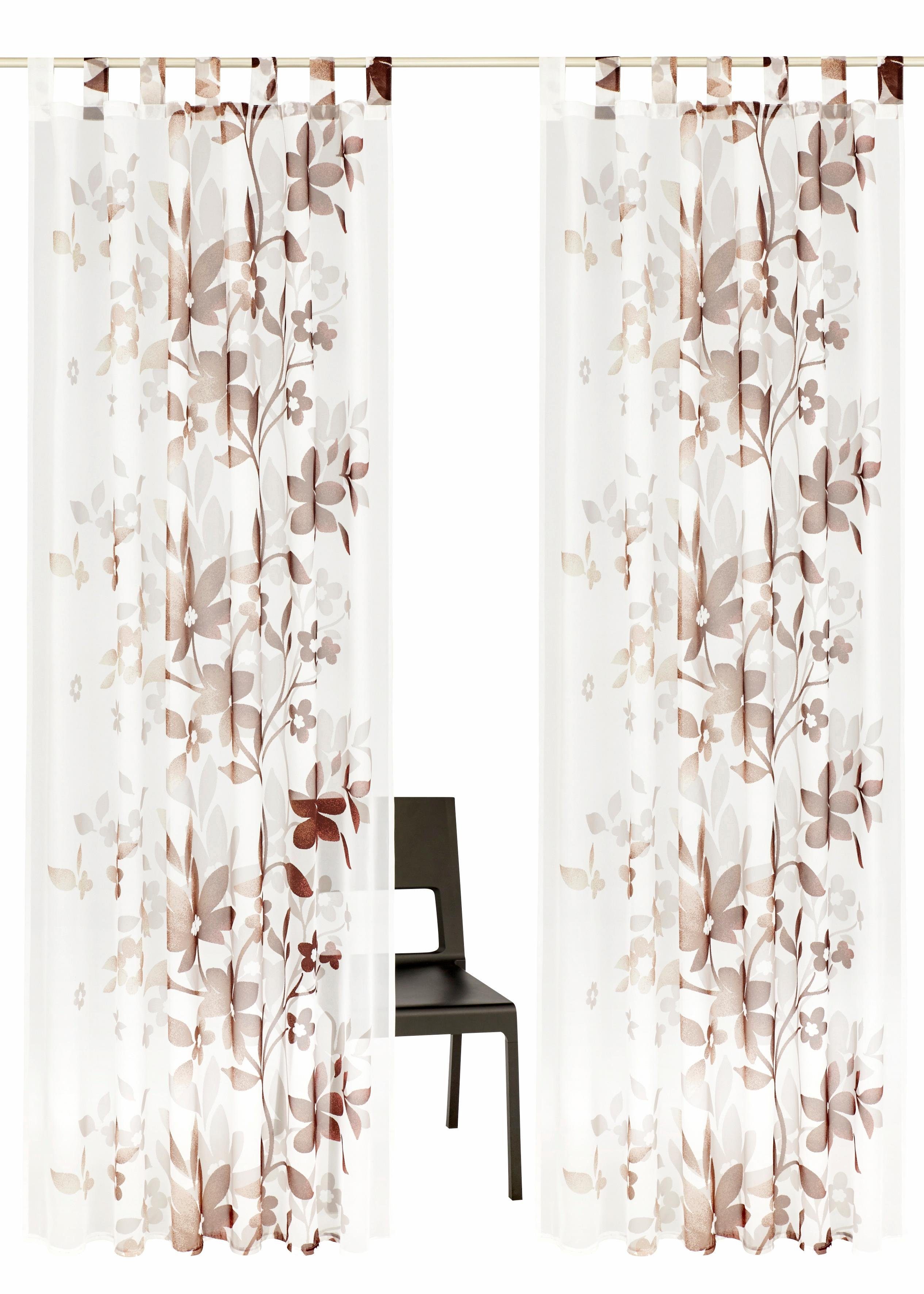 Home affaire Gordijn Ina set van 2, aan een kant gebloemd, voile, bloemen (2 stuks)
