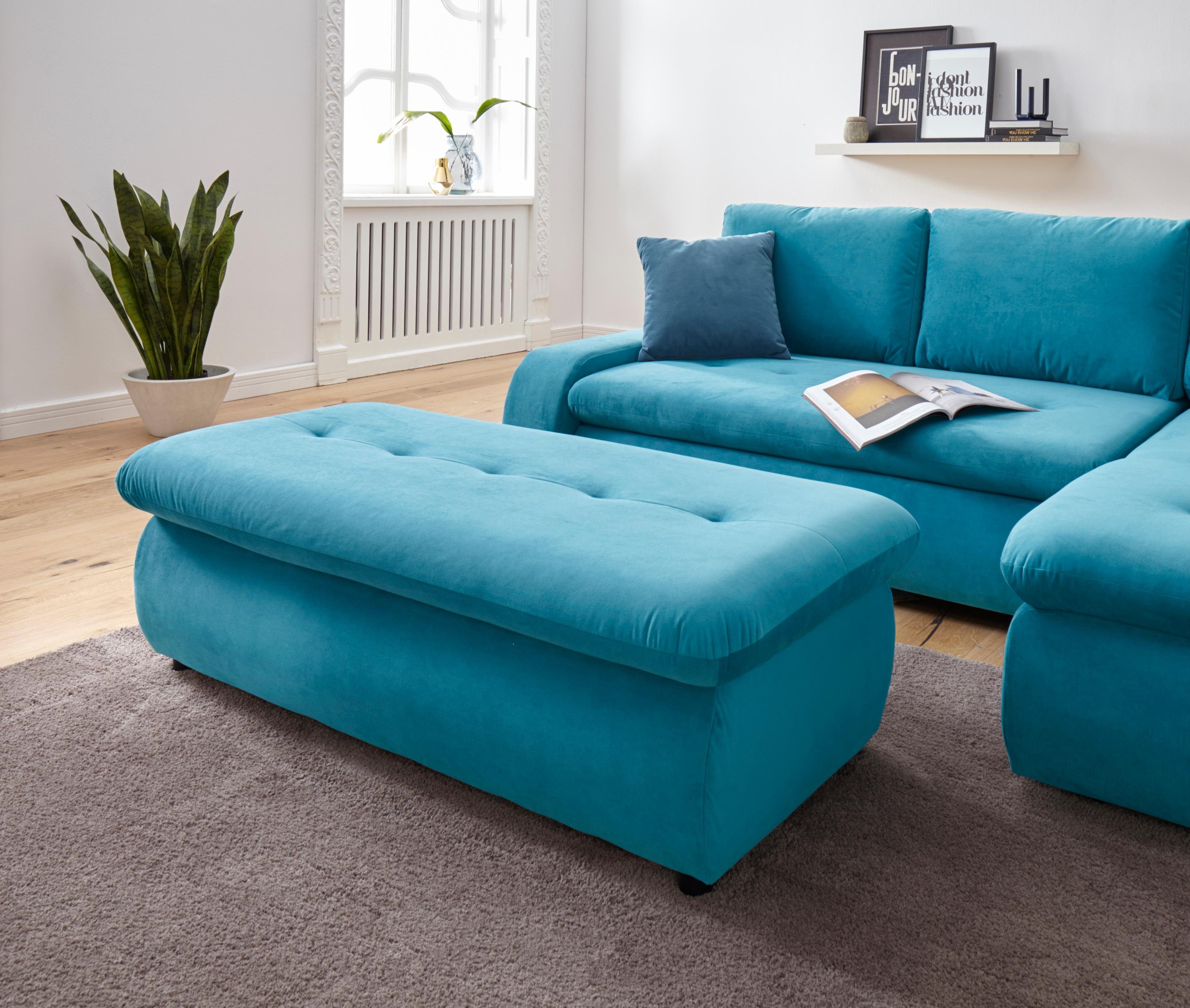 TRENDMANUFAKTUR Hocker Indie II, comfortabele bankhocker met opbergruimte onder de zitting hockers maat Luxe-microvezel groen