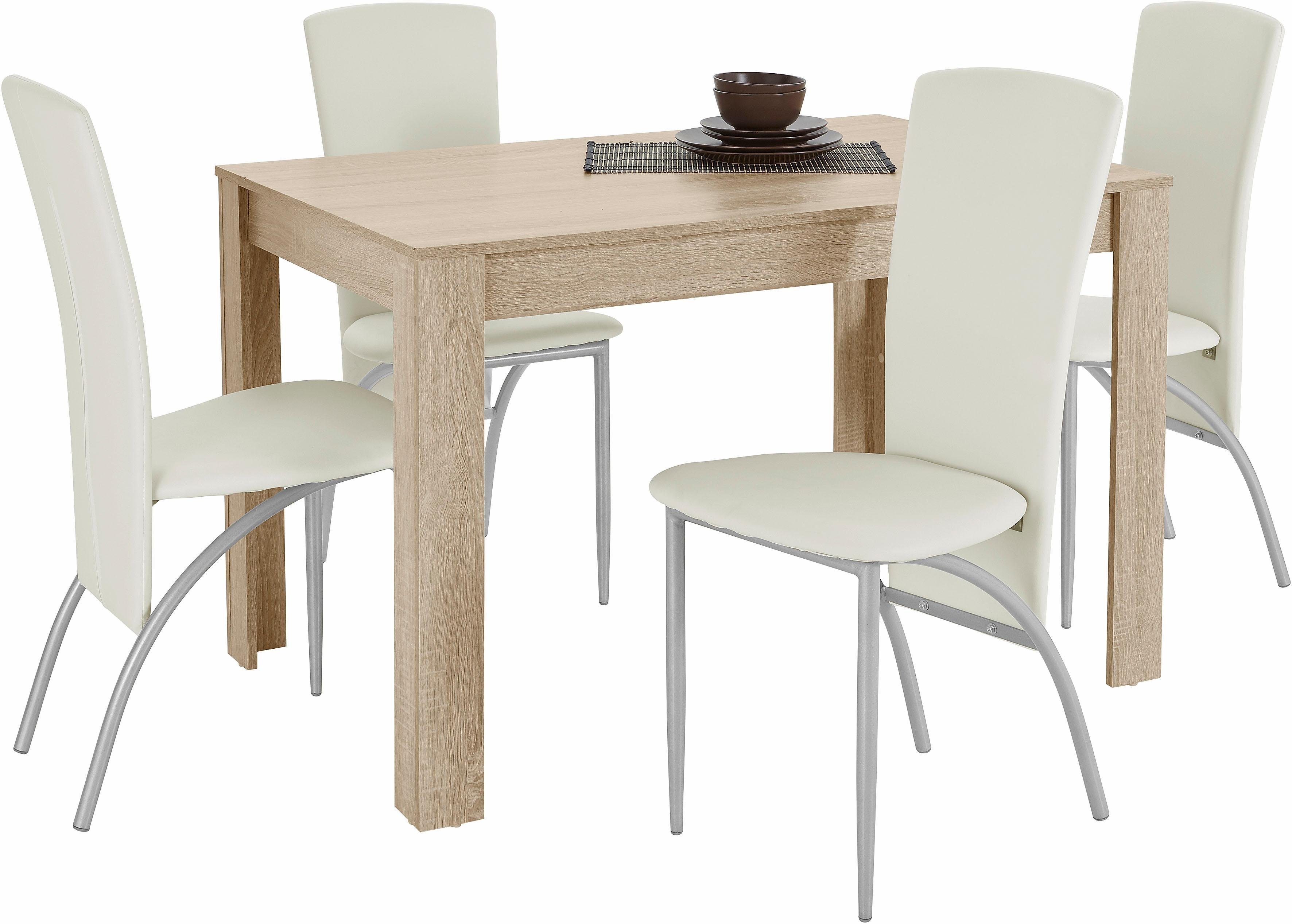 INOSIGN Eethoek Tafelbreedte 120 cm in ongeschaafd-eikenkleur (set, 5-delig)