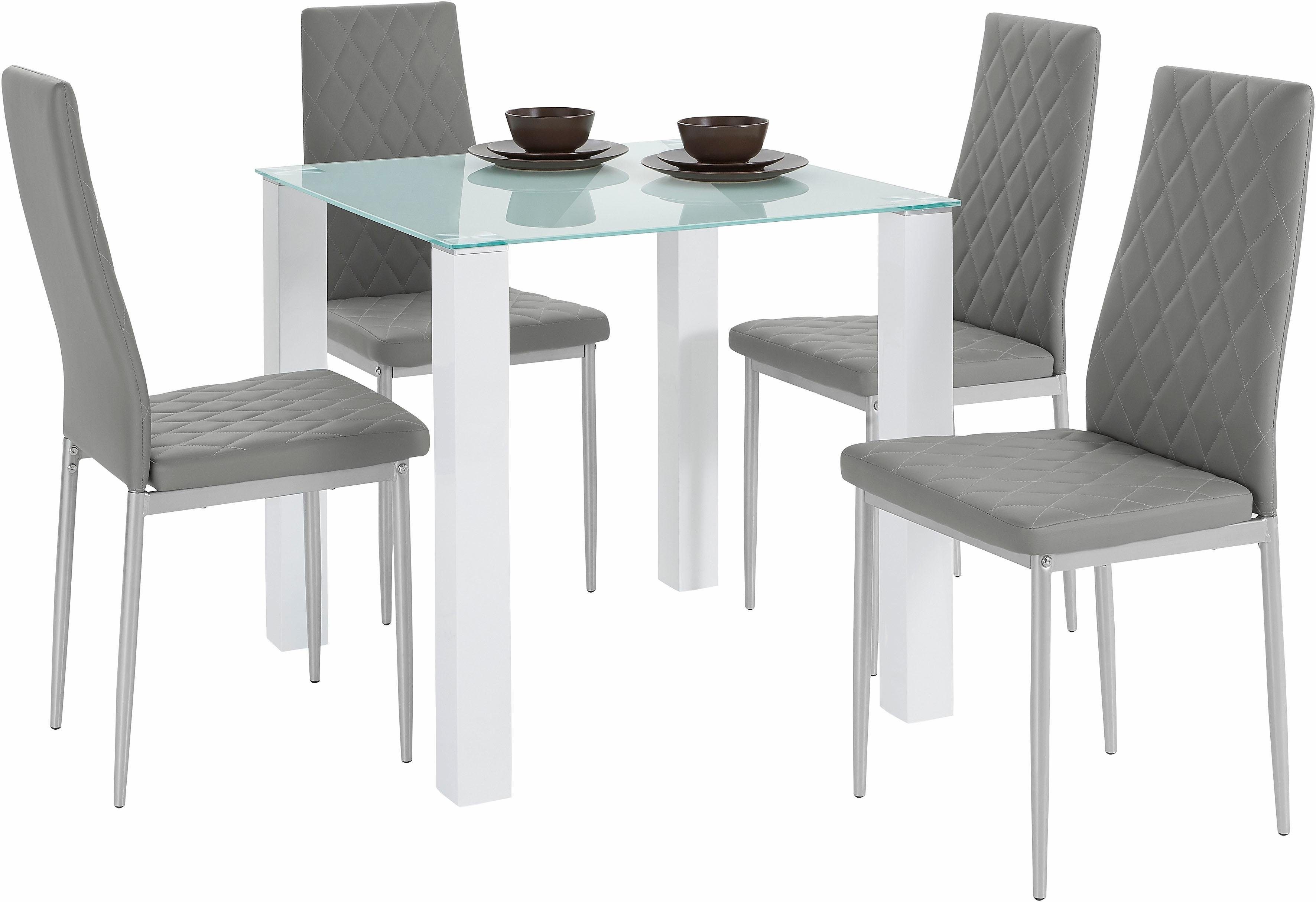 INOSIGN Eethoek met glazen tafel, breedte 80 cm (set, 5-delig)