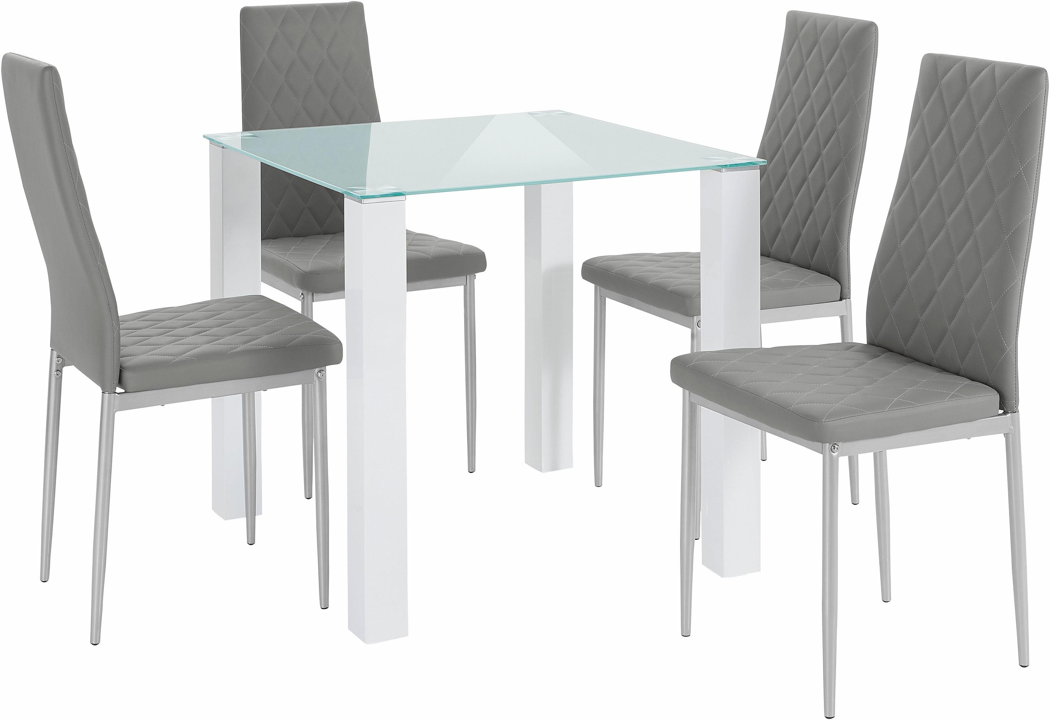 INOSIGN Eethoek met glazen tafel, breedte 80 cm (set, 5-delig)