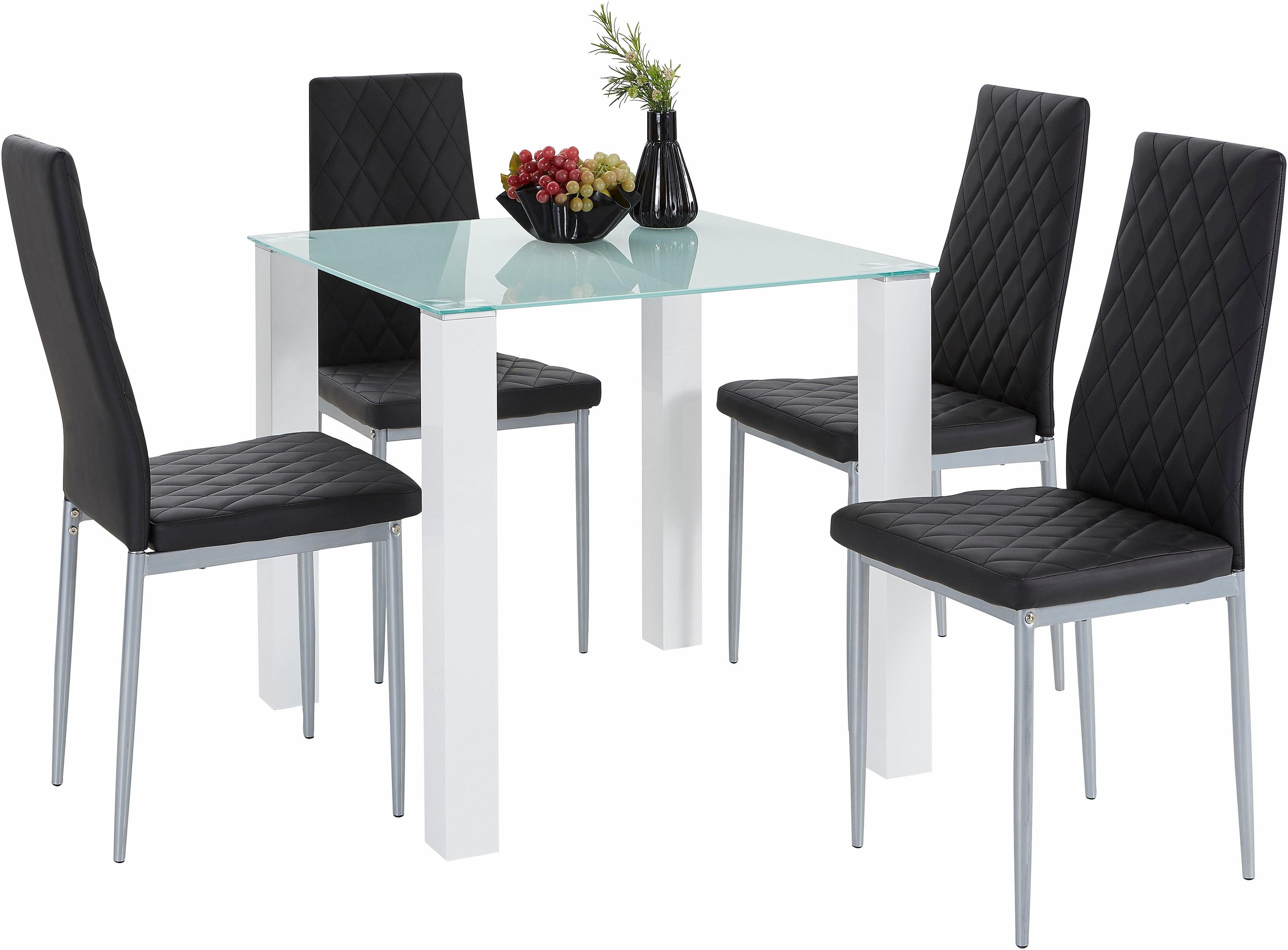 INOSIGN Eethoek met glazen tafel, breedte 80 cm (set, 5-delig)