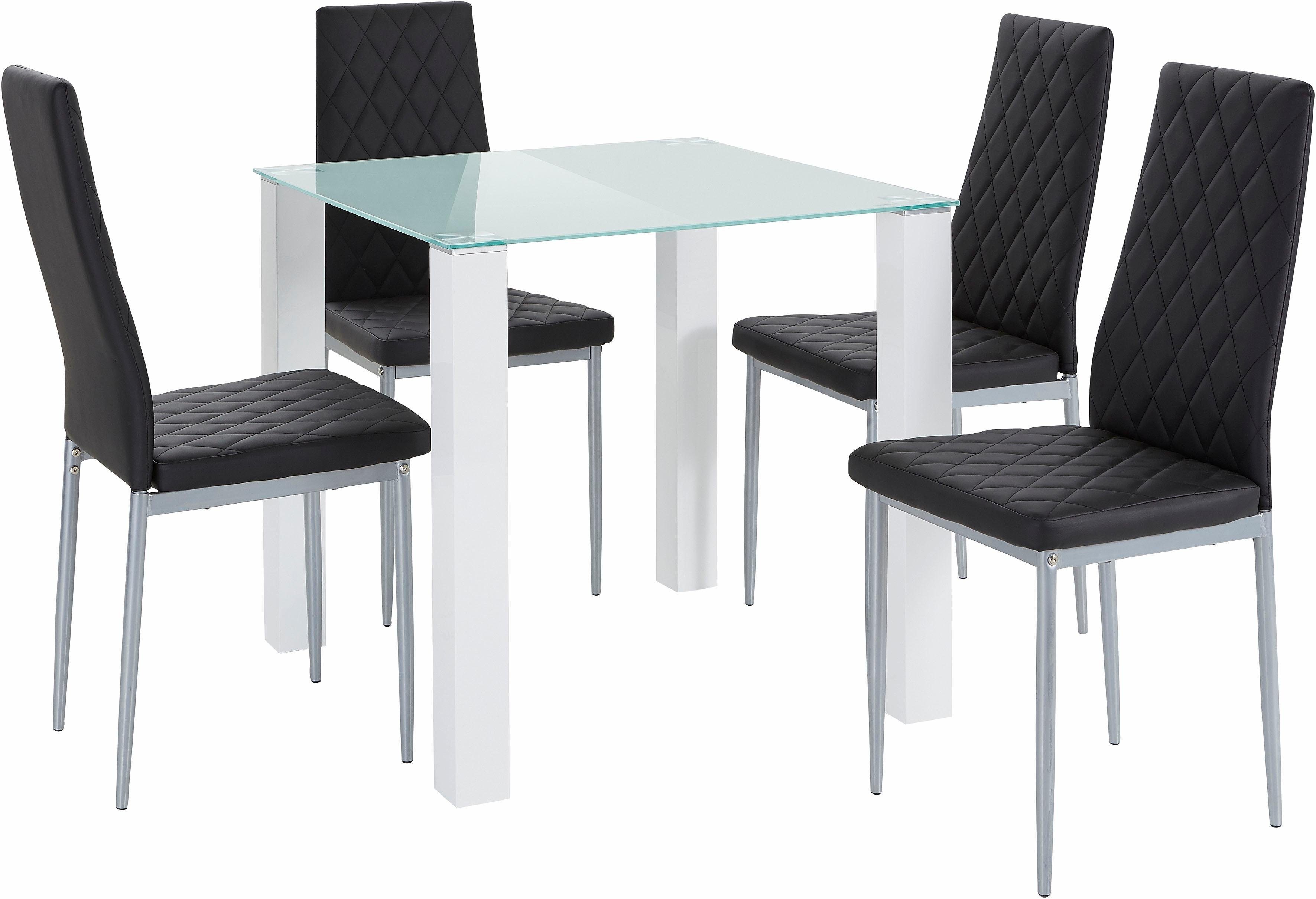 INOSIGN Eethoek met glazen tafel, breedte 80 cm (set, 5-delig)