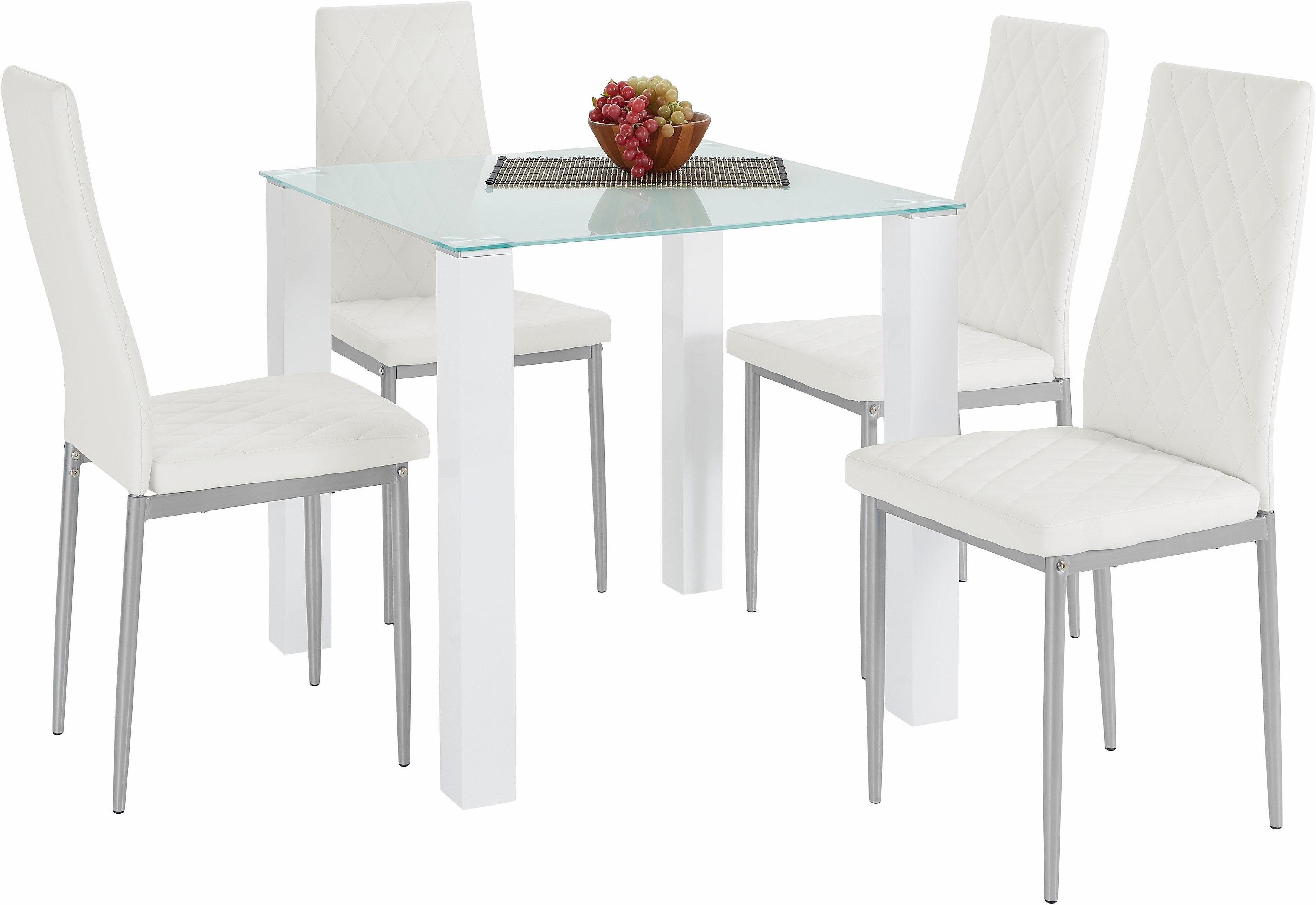 INOSIGN Eethoek met glazen tafel, breedte 80 cm (set, 5-delig)