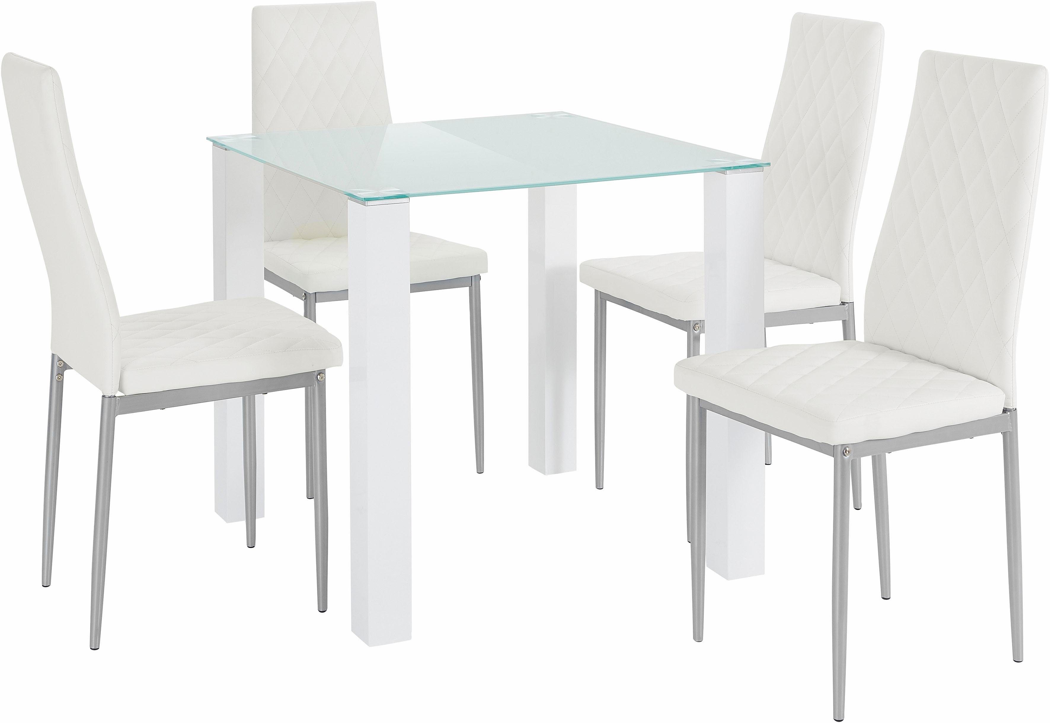 INOSIGN Eethoek met glazen tafel, breedte 80 cm (set, 5-delig)