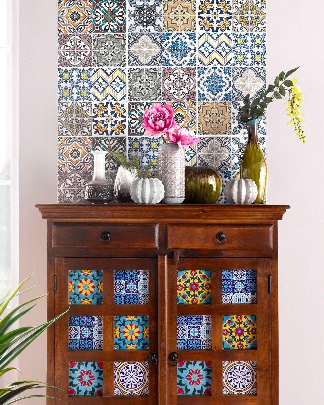 Home affaire Tegelsticker Ornamenten Stickertegels, zelfklevend, stickers, 12-delige set (12 stuks)