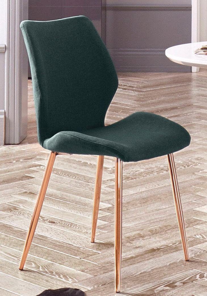 INOSIGN Eetkamerstoel Ayla Bekleding in weefstof, metalen frame koperkleur (set, 2 stuks)