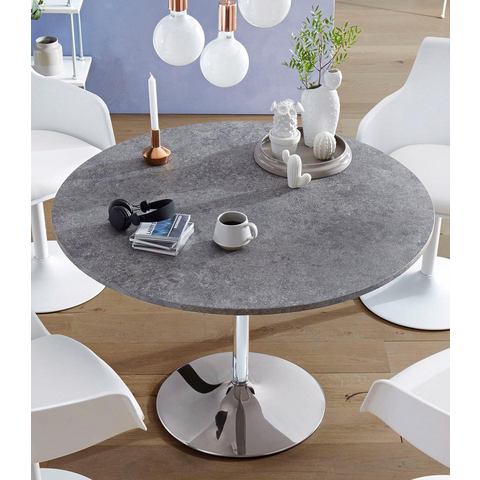 INOSIGN Eettafel Trompet rond, ø 110 cm, tafelblad hoogglans-wit