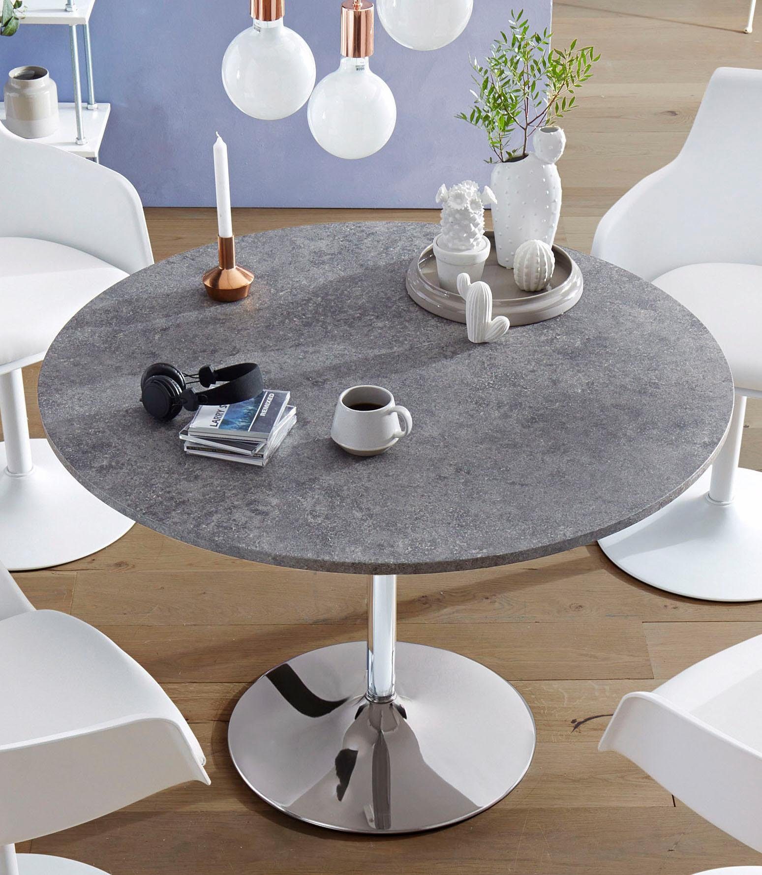 INOSIGN Eettafel Trompet rond, ø 110 cm, tafelblad hoogglans-wit