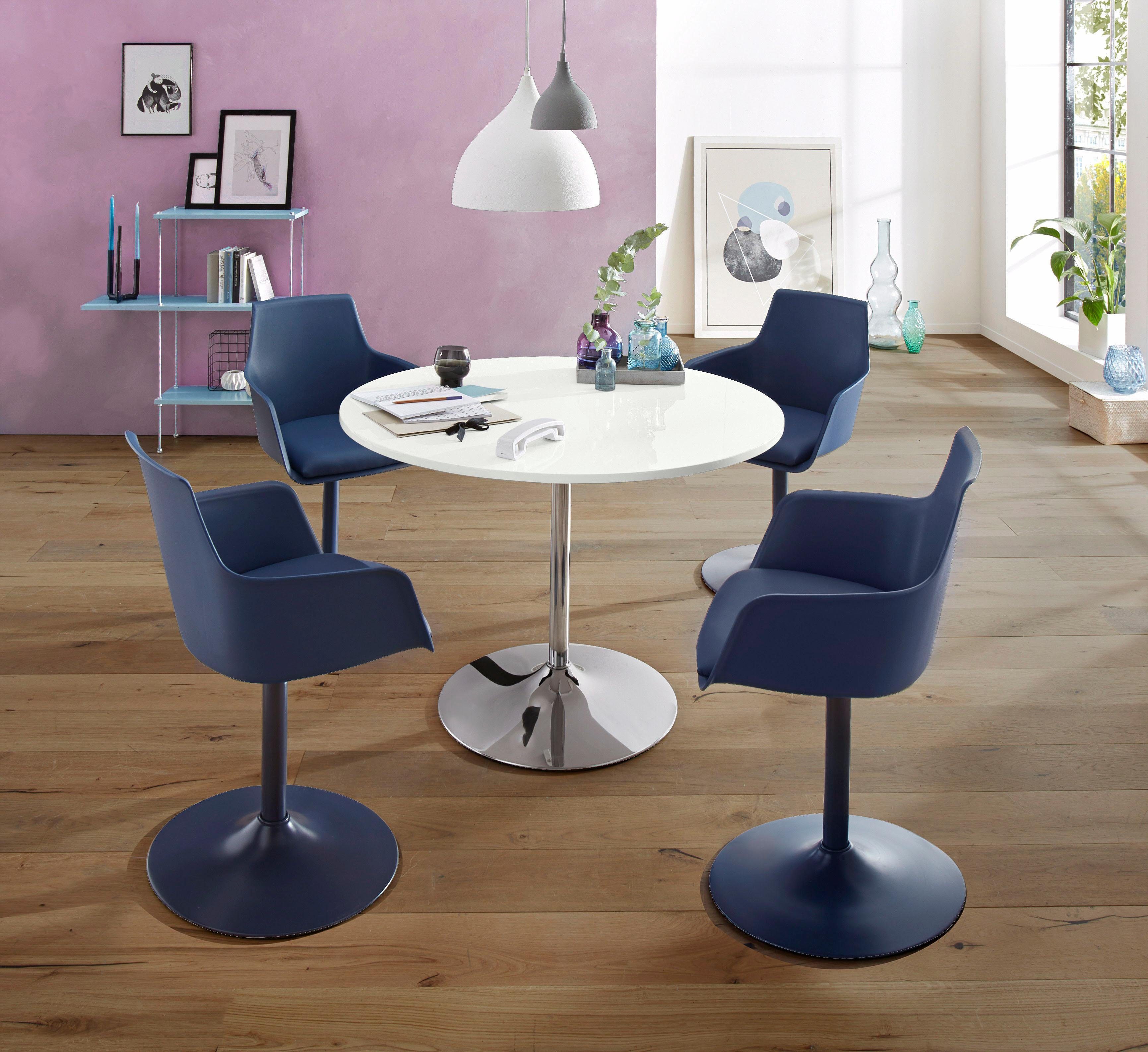 INOSIGN Eettafel Trompet rond, ø110 cm, tafelblad wit hoogglans, trompetvoet, tulpentafel
