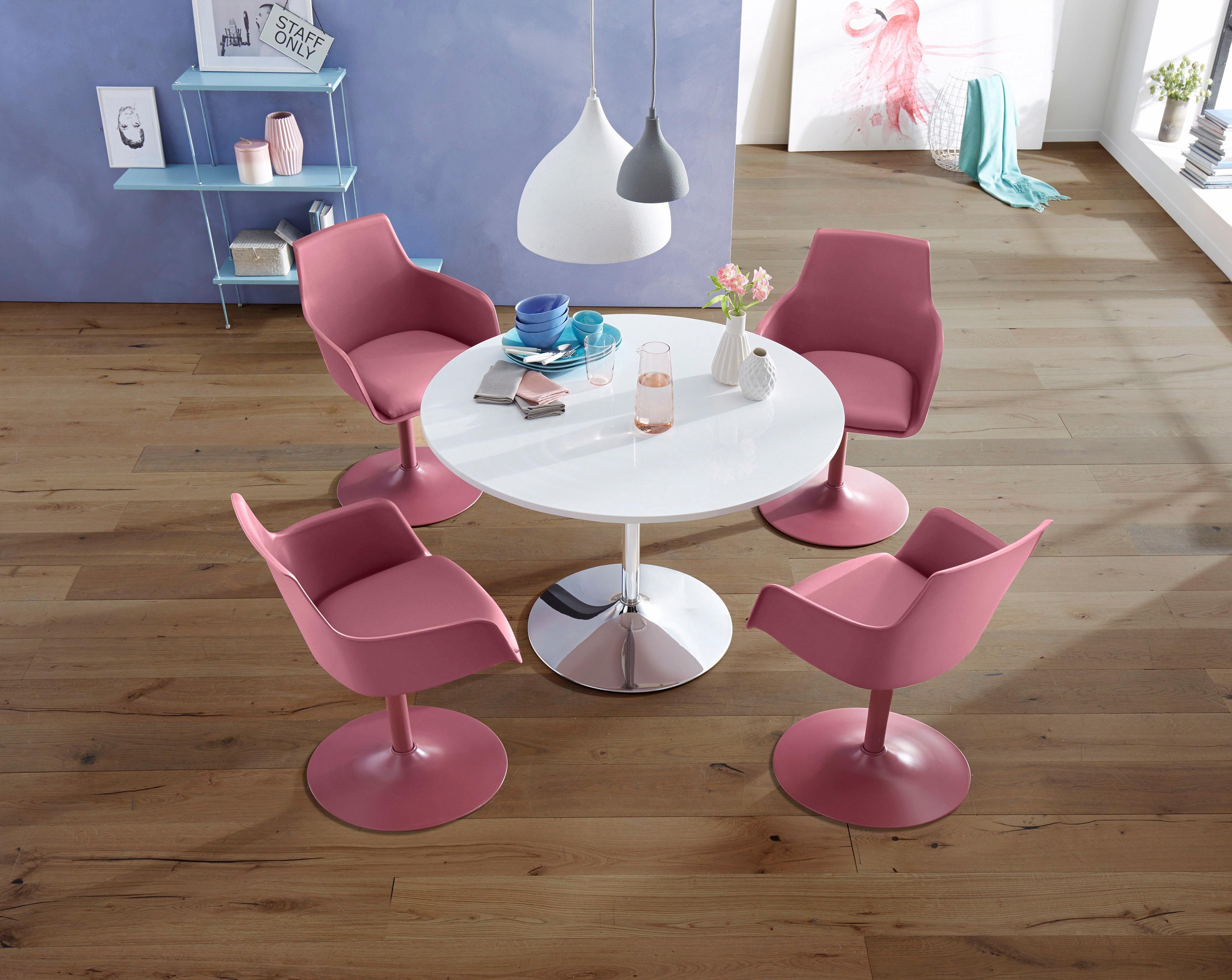 INOSIGN Eettafel Trompet rond, ø110 cm, tafelblad wit hoogglans, trompetvoet, tulpentafel
