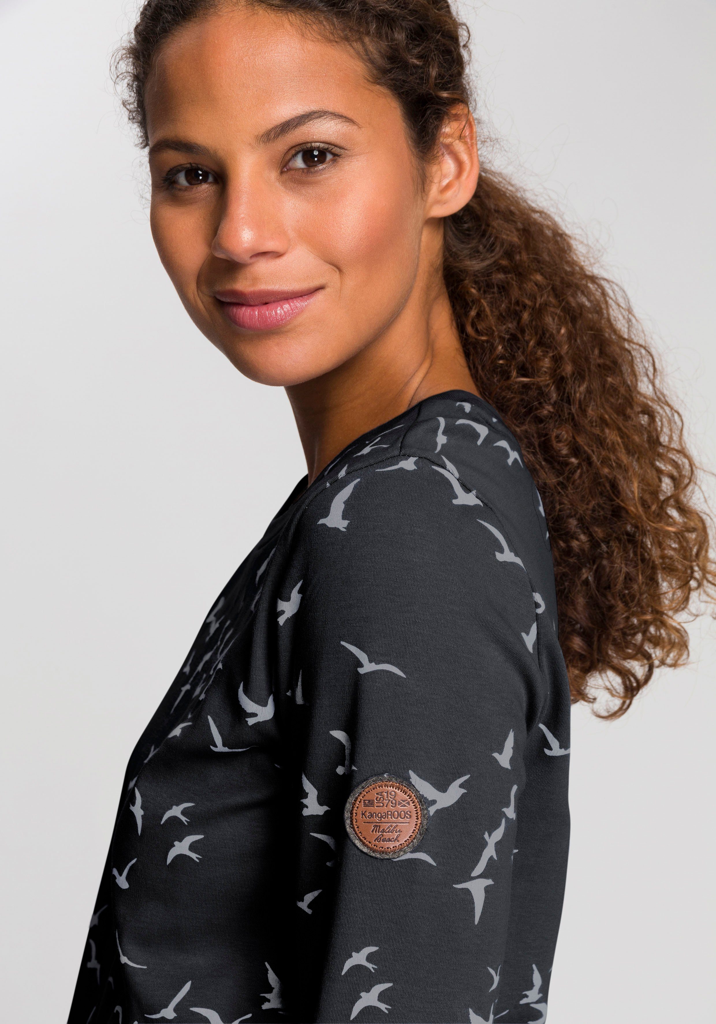 KangaROOS Sweatshirt Lange mouwen, figuurvolgende snit, bedrukt, ronde hals
