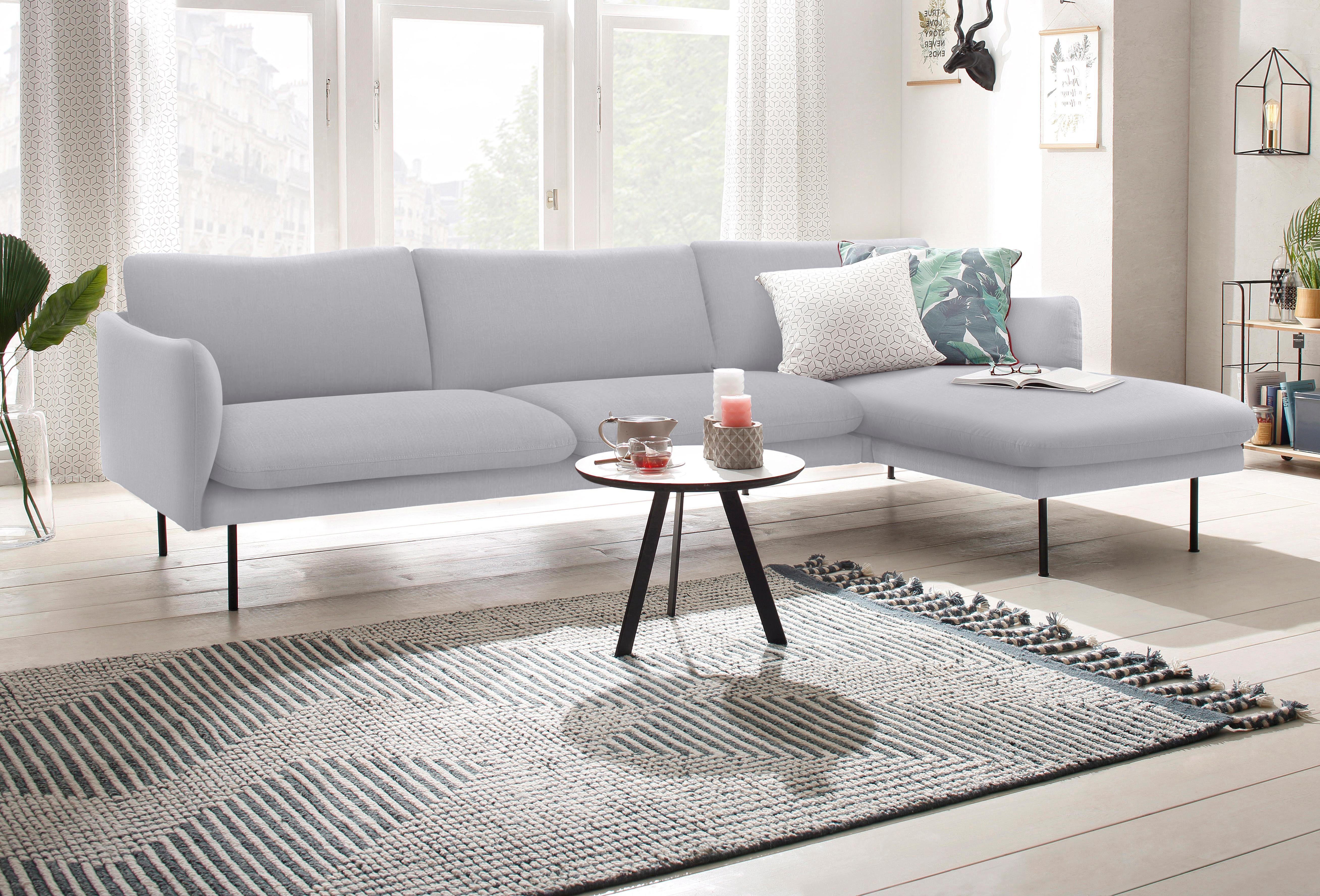 andas Hoekbank Mavis met chaise longue, met losse zit- en rugkussens, scandinavische stijl