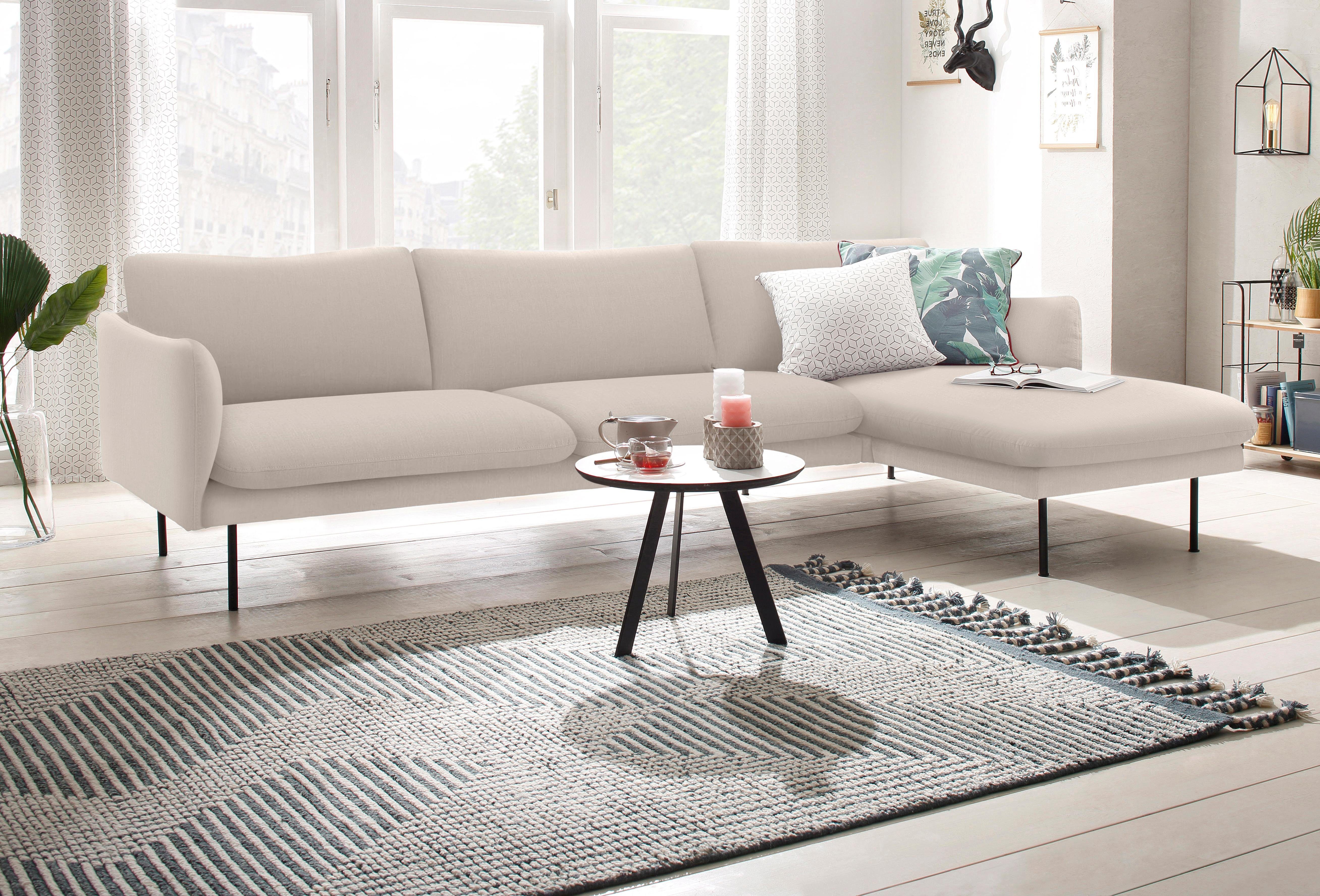 andas Hoekbank Mavis met chaise longue, met losse zit- en rugkussens, scandinavische stijl