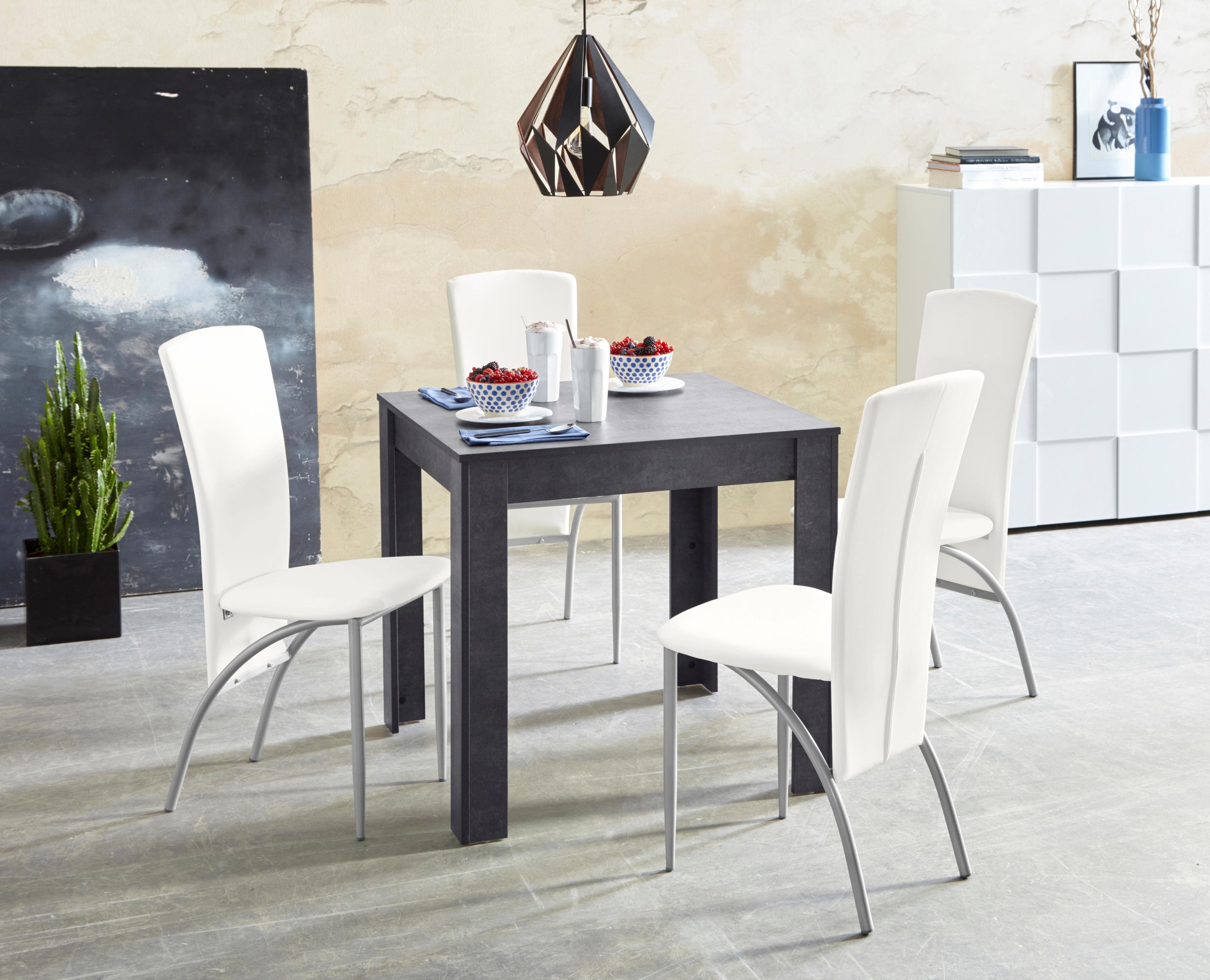 INOSIGN Eethoek Tafelbreedte 80 cm in leisteen kleur (set, 5-delig) eethoeken wit