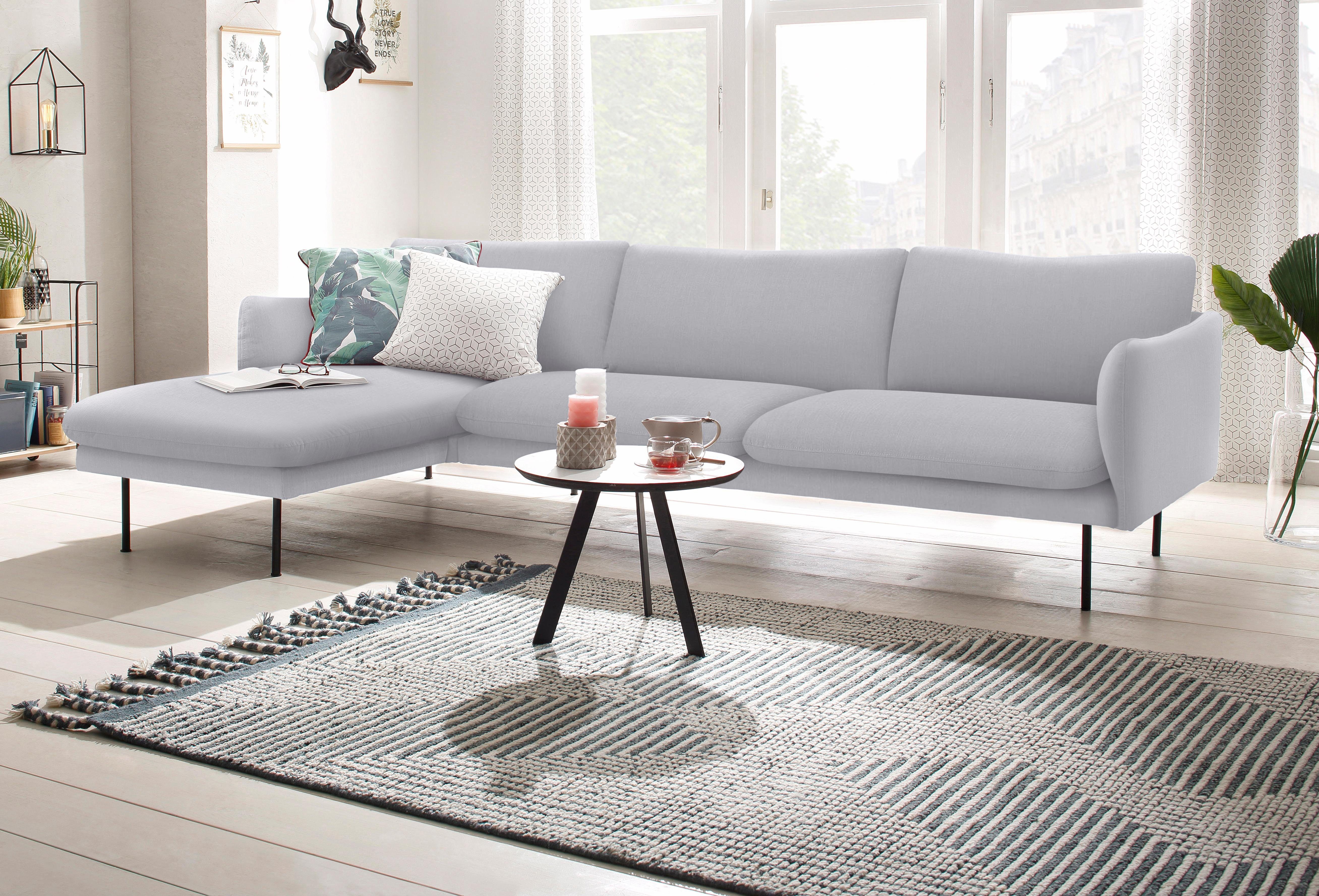 andas Hoekbank Mavis met chaise longue, met losse zit- en rugkussens, scandinavische stijl