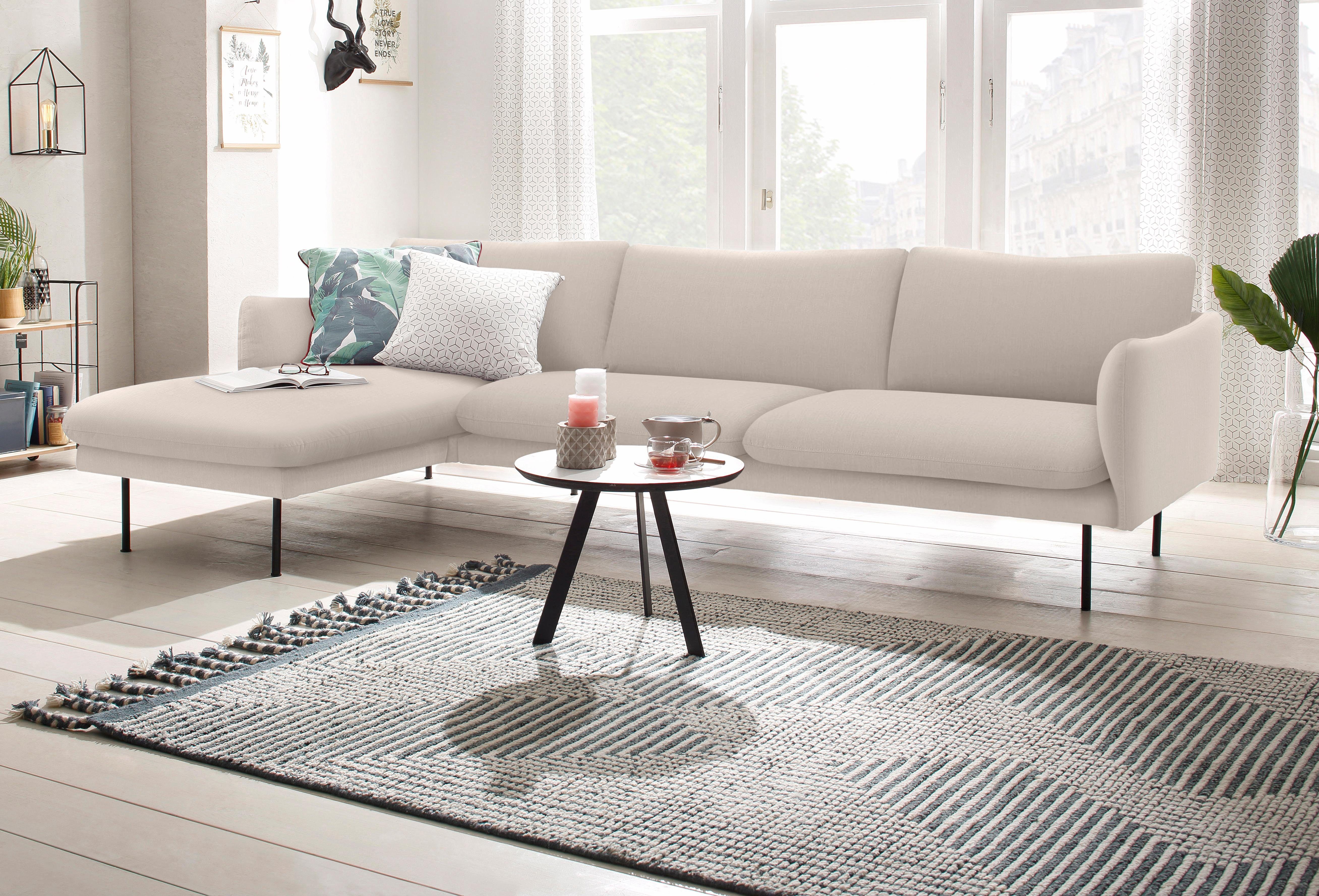 andas Hoekbank Mavis met chaise longue, met losse zit- en rugkussens, scandinavische stijl