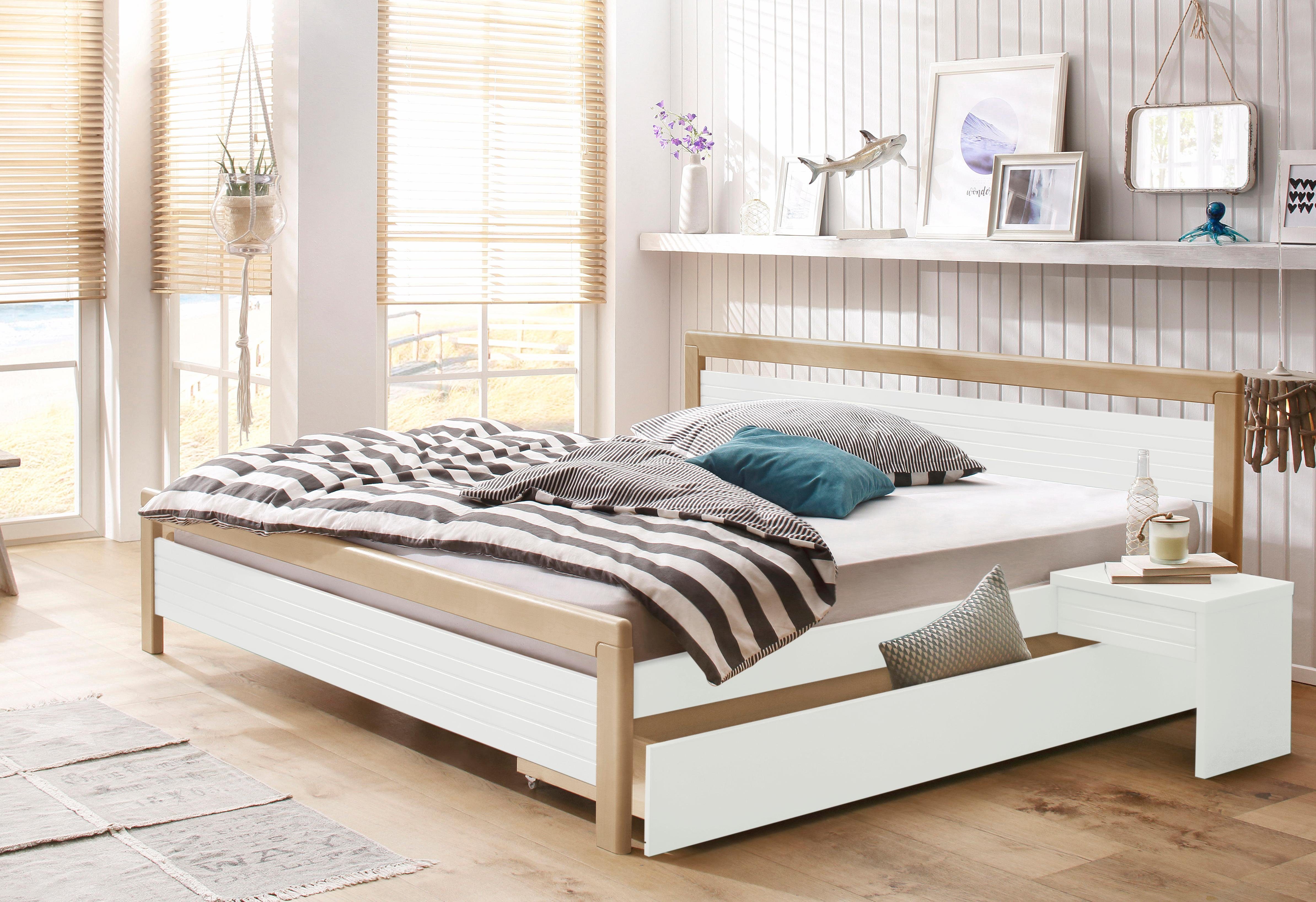 Home affaire Massief houten ledikant "CAPRE" in Scandinavische landhuisstijl in verschillende breedtes verkrijgbaar, gecertificeerd massief hout, latten look