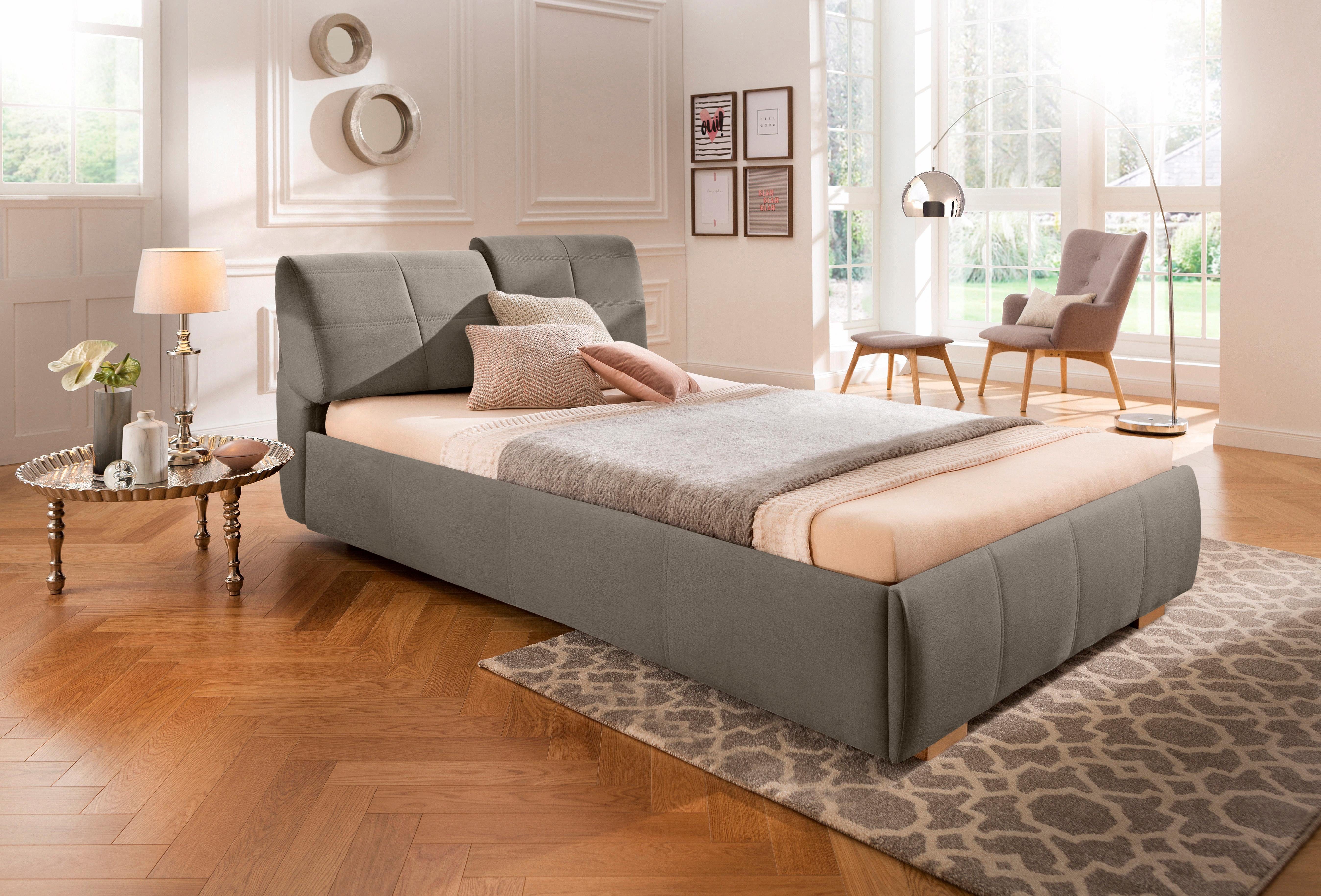 Home affaire Gestoffeerd bed Solaris 5 breedten, ook in extra lang: 220 cm, verstelbaar hoofdeind van 6-90 cm