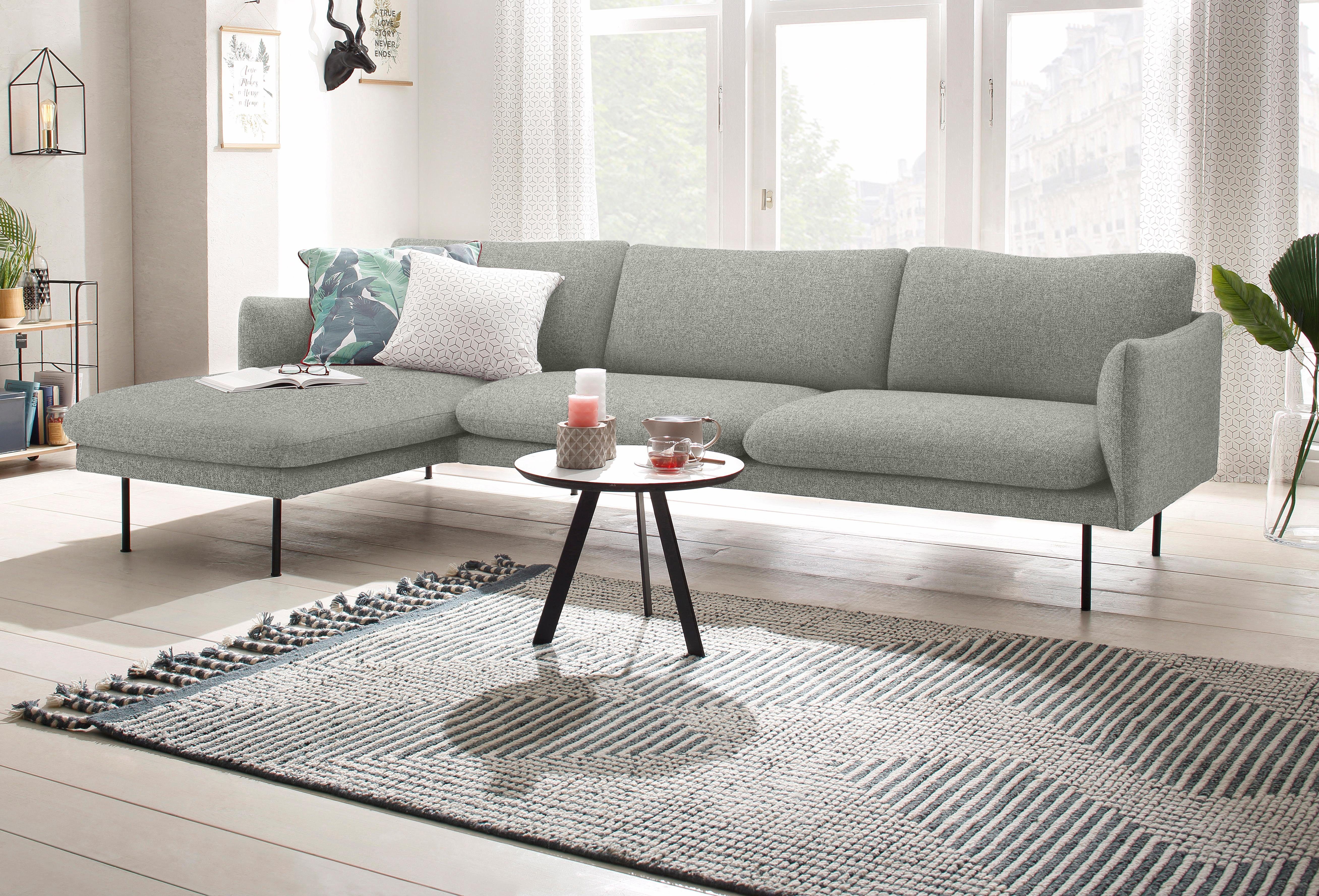 andas Hoekbank Mavis met chaise longue, met losse zit- en rugkussens, scandinavische stijl