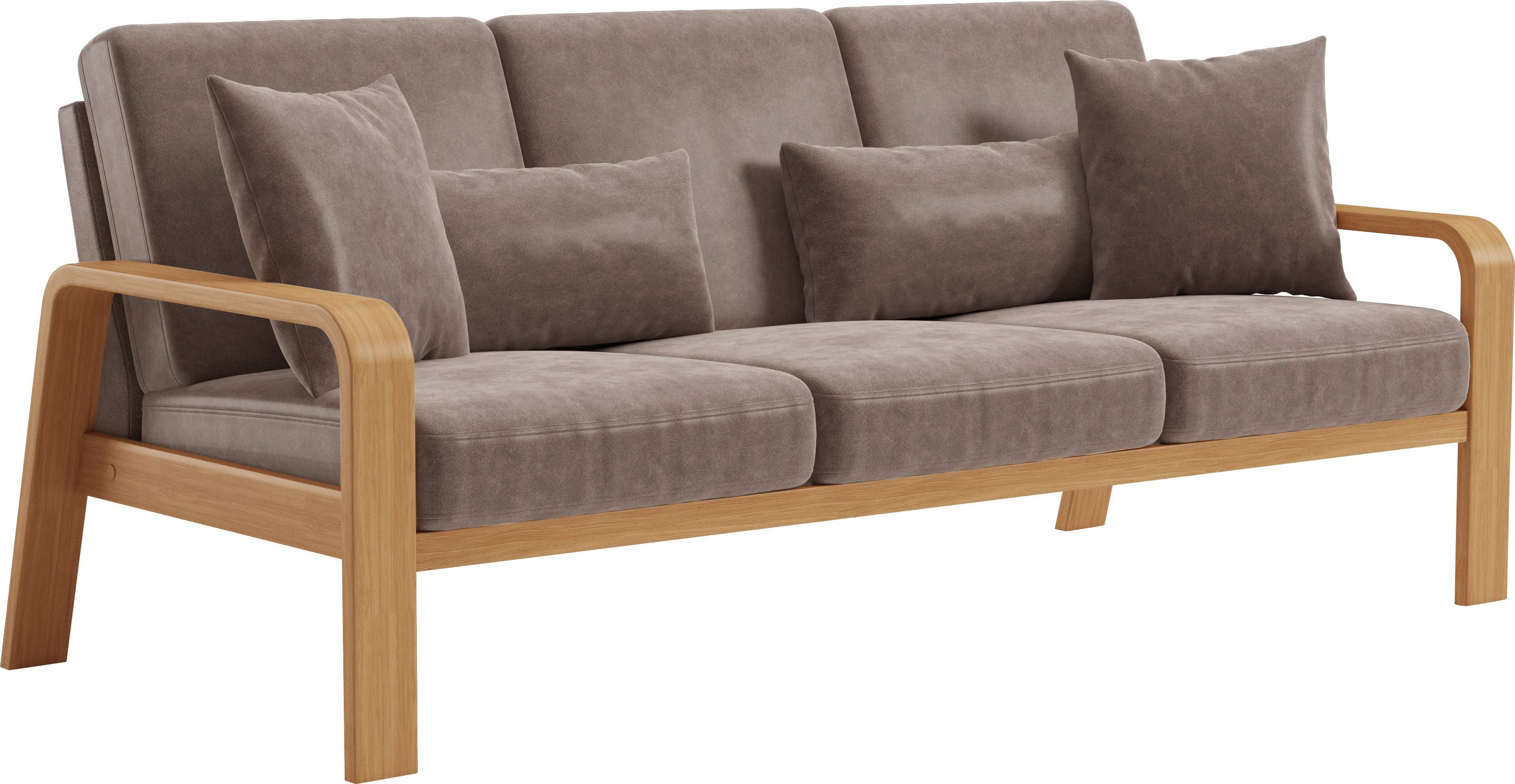 sit&more 3-zitsbank Kolding Armleuningen van eikenkleurig beukenhout, verschillende bekledingen en kleuren